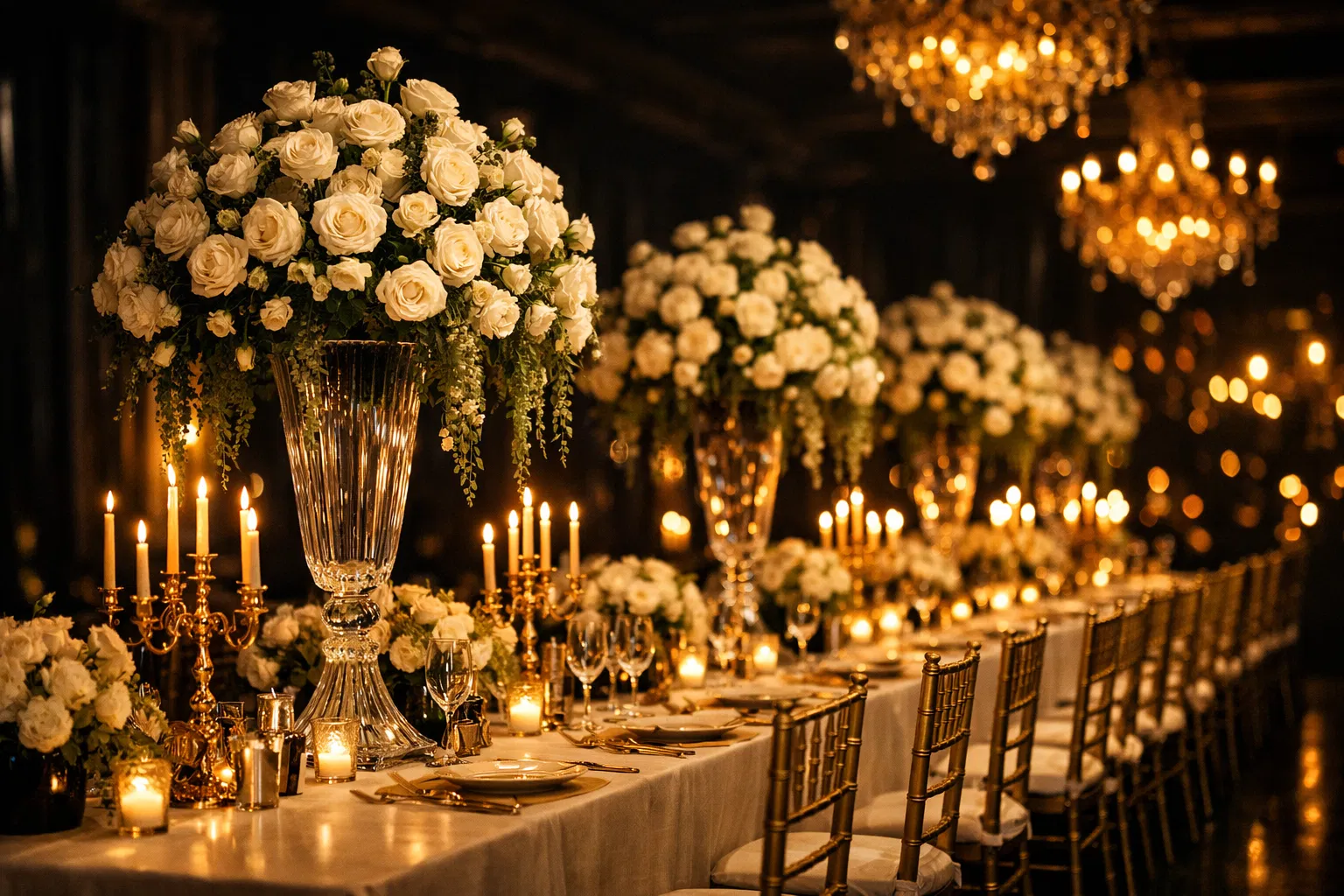 Luxury ballroom event by Here4TheMoment Styling & Décor