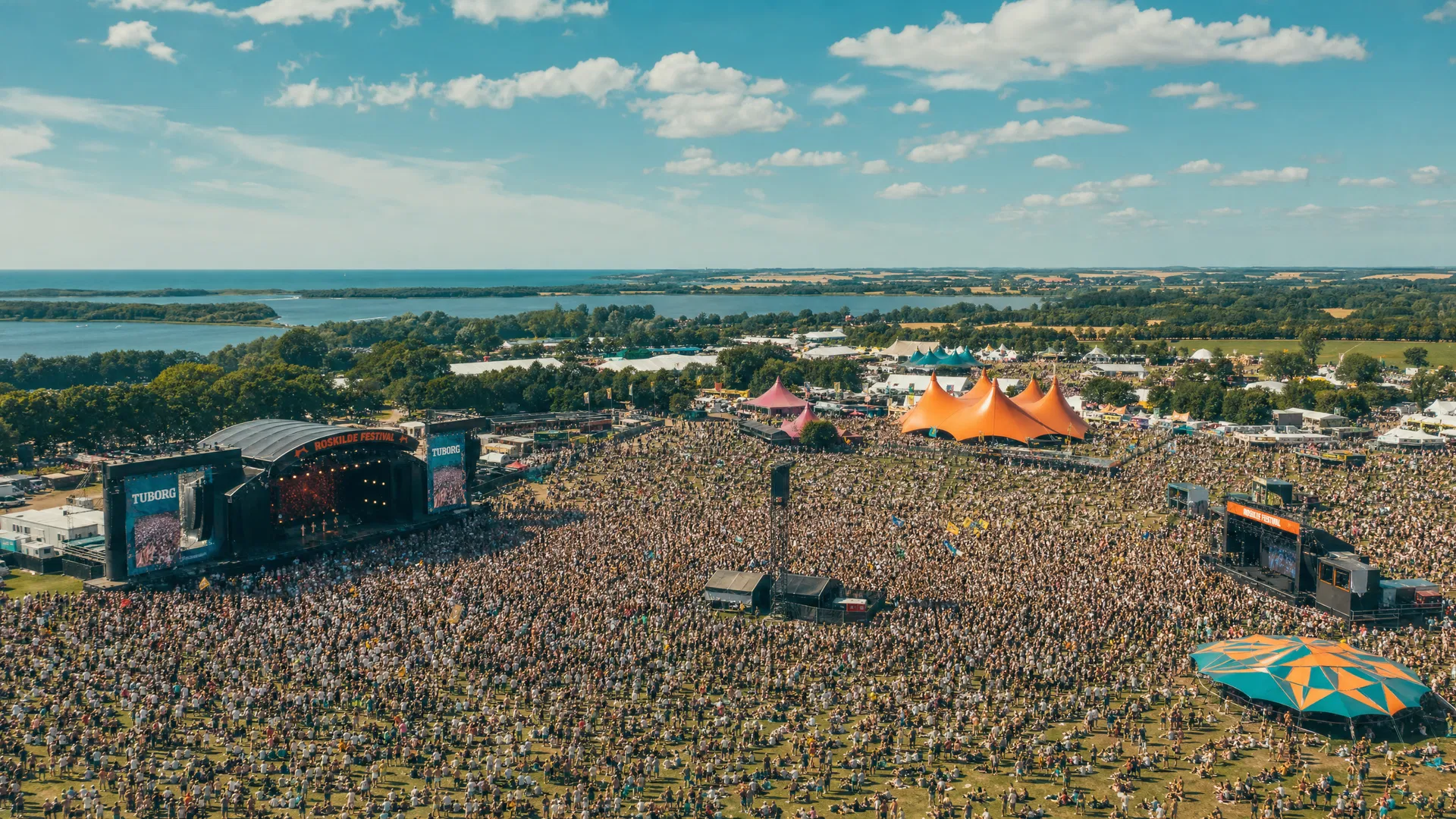Happy festival crowd