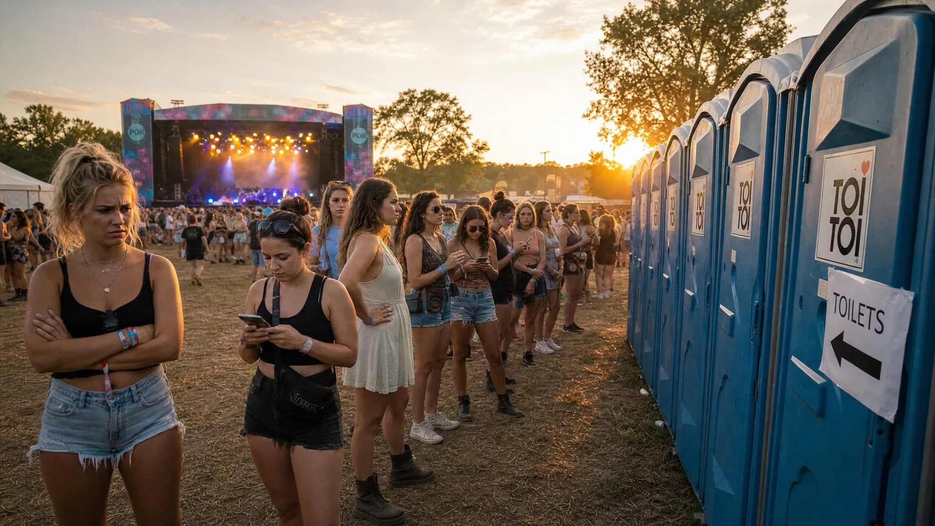 Festival toilet queue