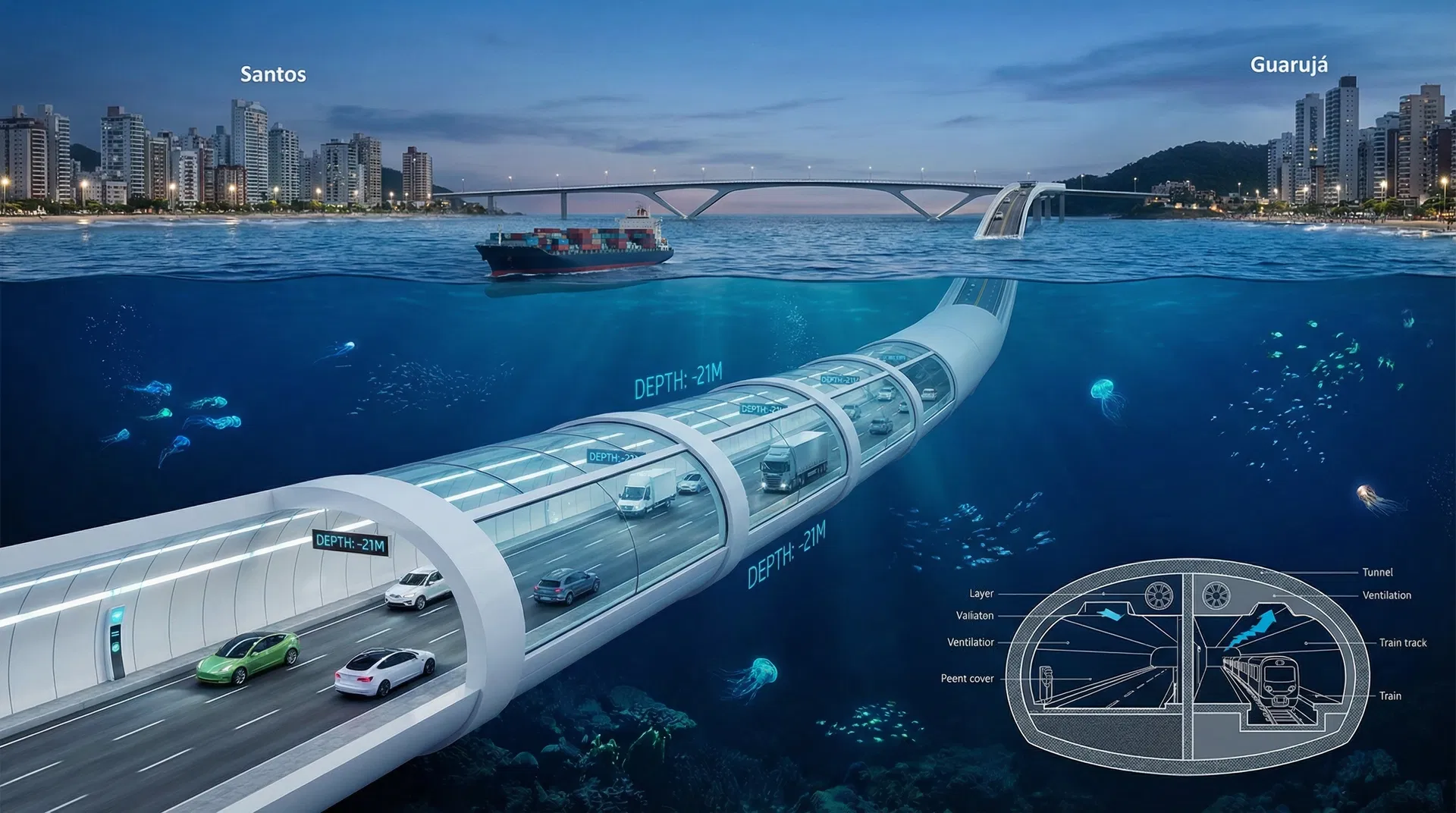 Conceito do Túnel Santos-Guarujá
