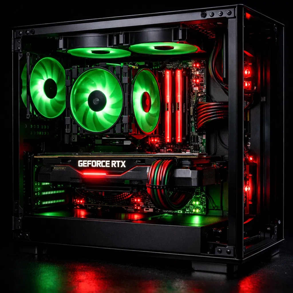 PC Gamer armada con RGB verde y rojo