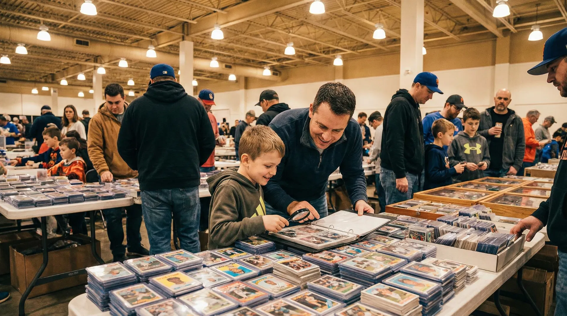 Families enjoying the card convention