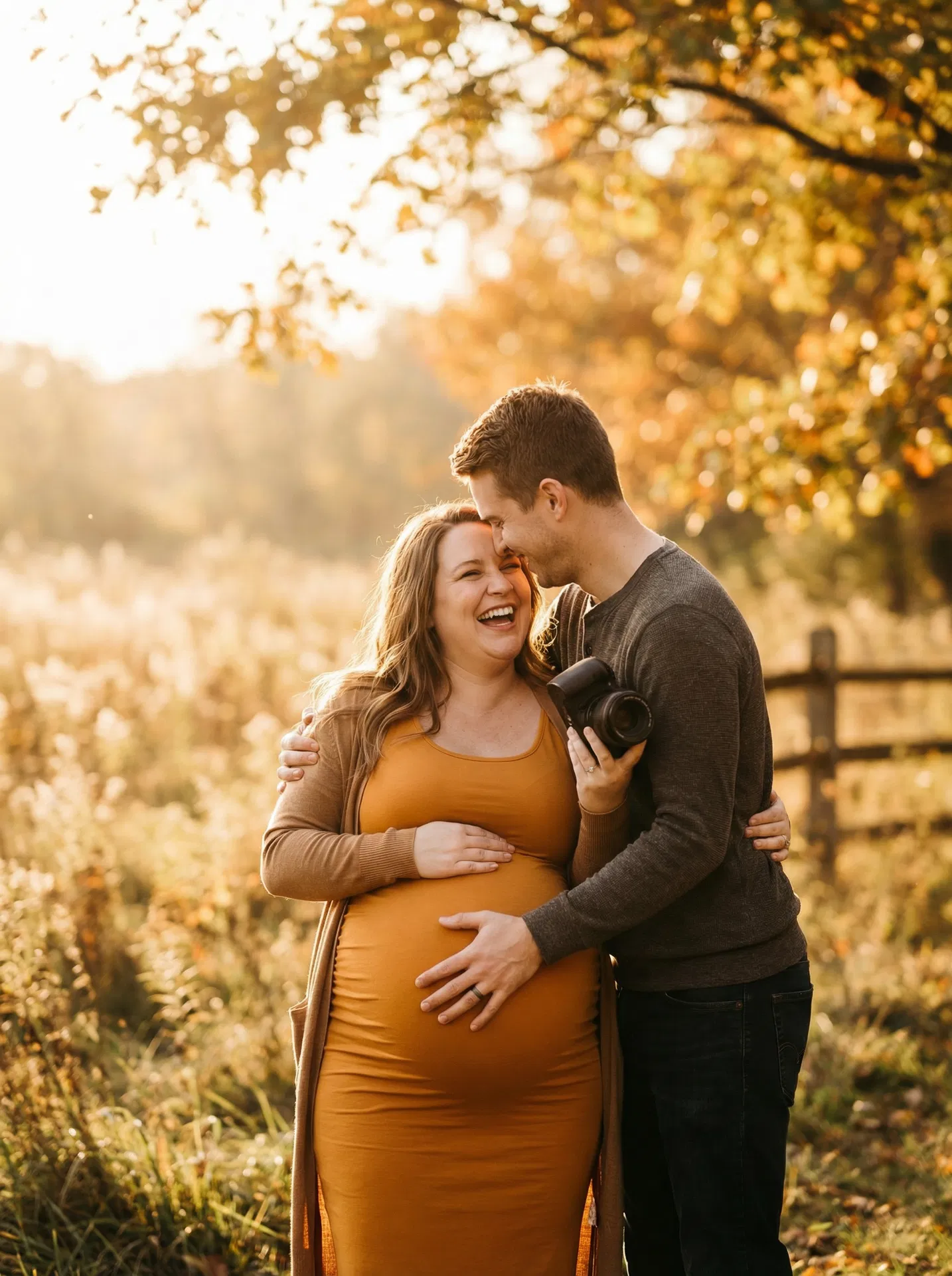 Happy pregnant couple at maternity photoshoot