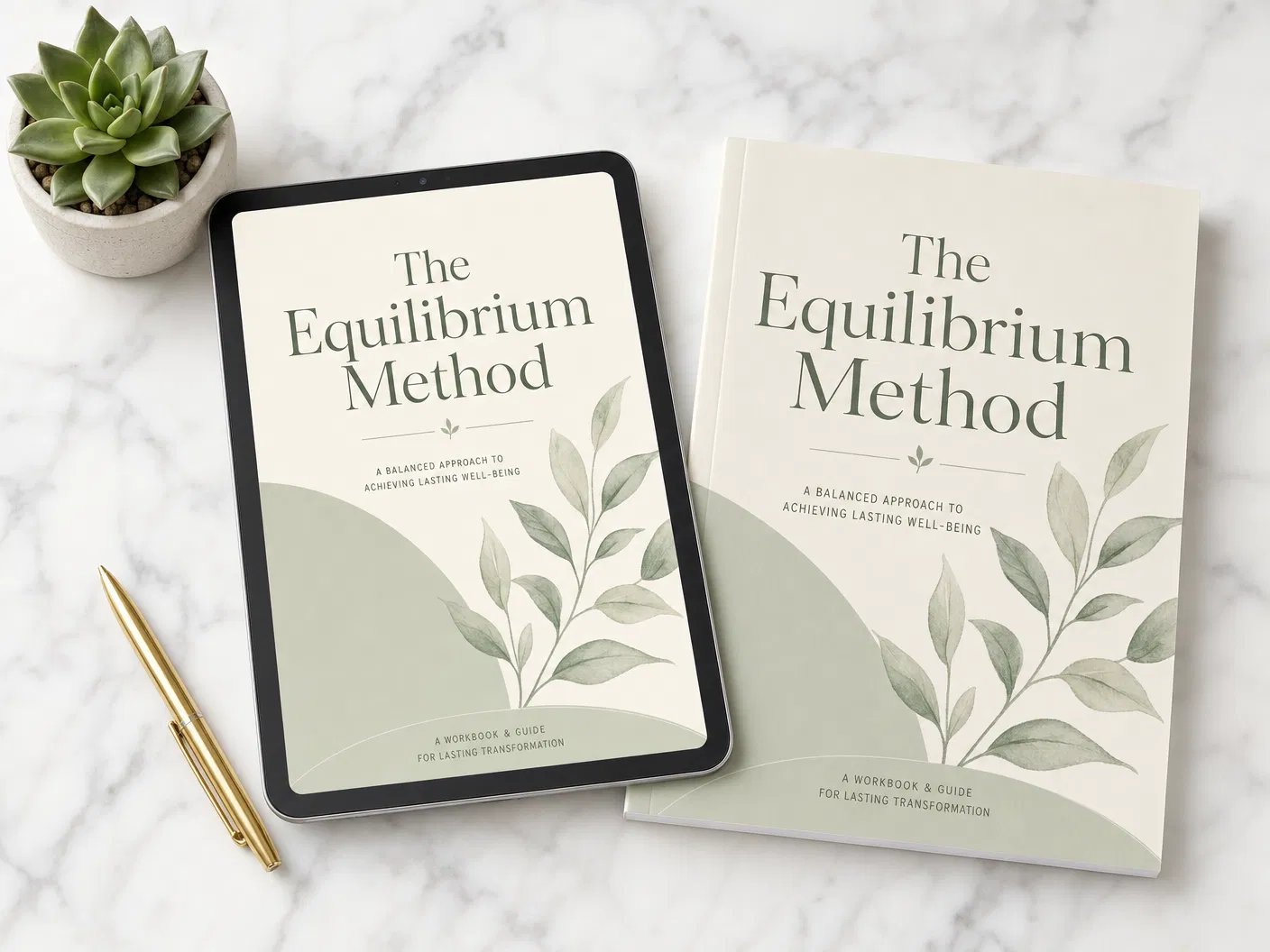 The Equilibrium Method digital workbook on tablet and as printed guide