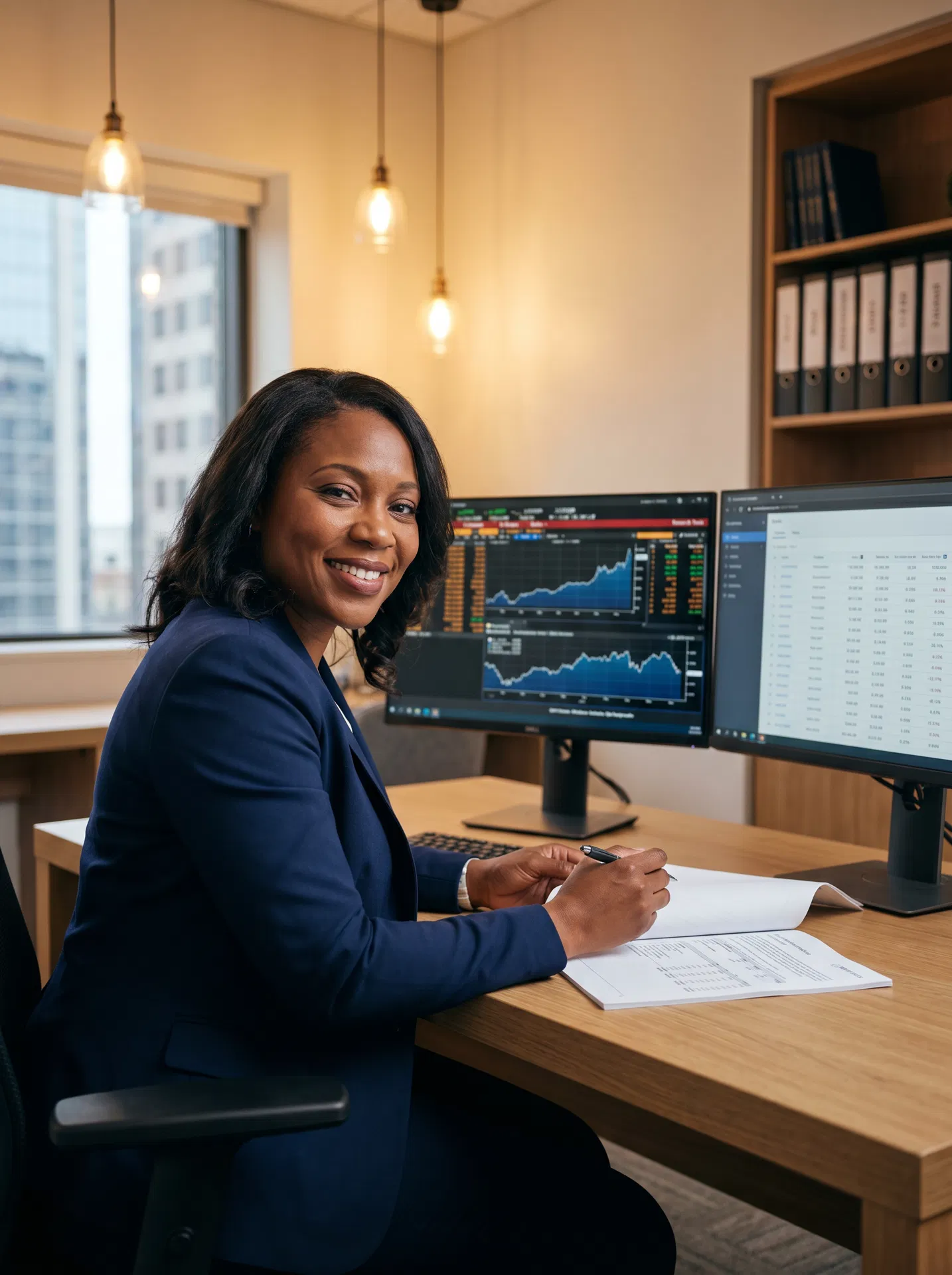 Tax professional reviewing documents