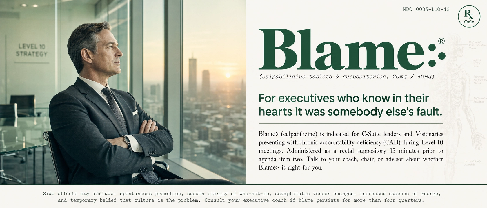 Blame: (culpabilizine) — For executives who know in their hearts it was somebody else's fault.