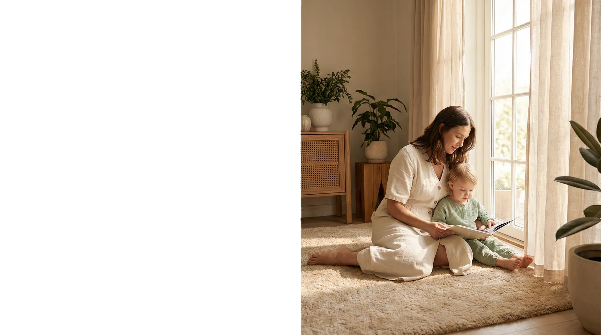 Mãe e filho em um ambiente acolhedor e iluminado, representando vínculo e desenvolvimento emocional familiar