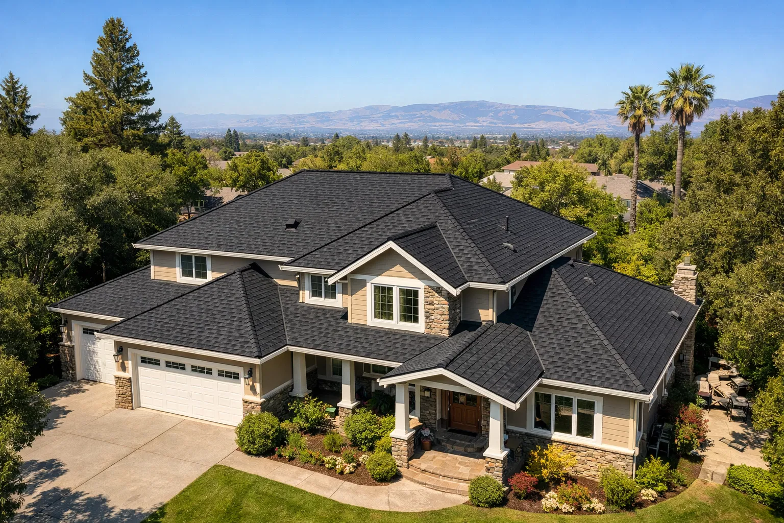Beautiful home with new roof installed by All Seasons Roofing Experts in San Jose