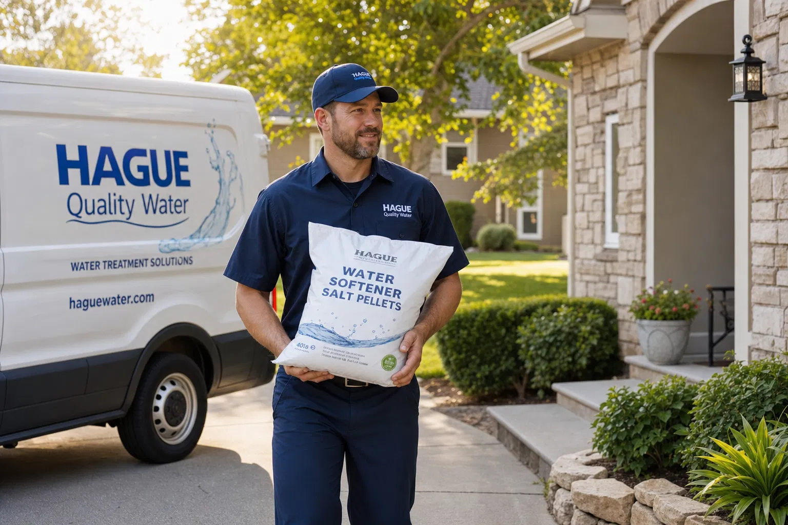 PrimoSalt technician delivering salt to a home