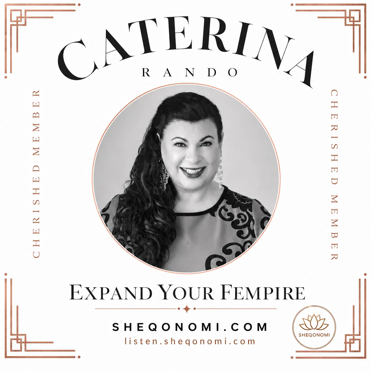 Caterina Rando SHEQONOMI Welcome Graphic
