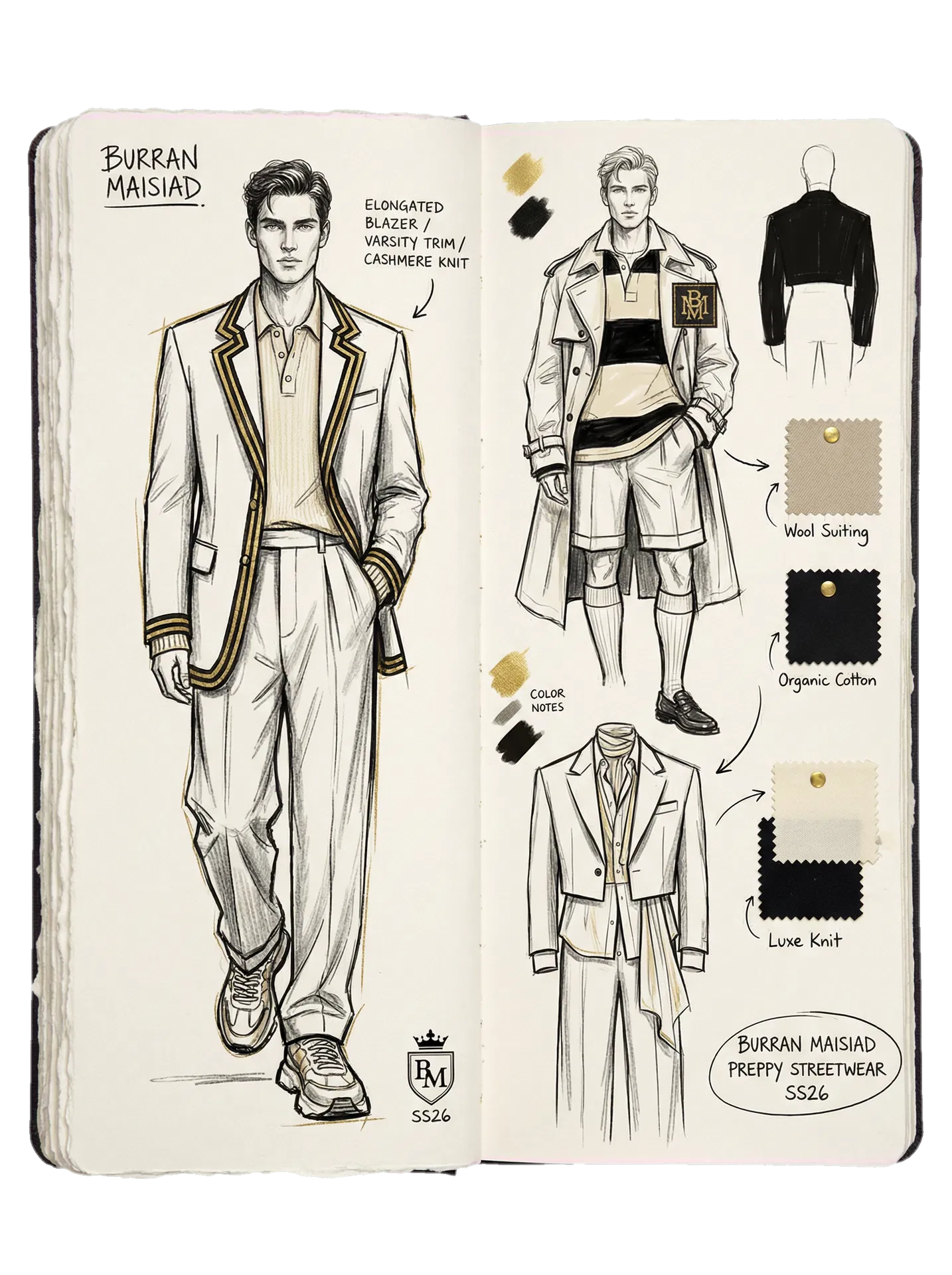 BURRAN MAISIAD male sketch study spread