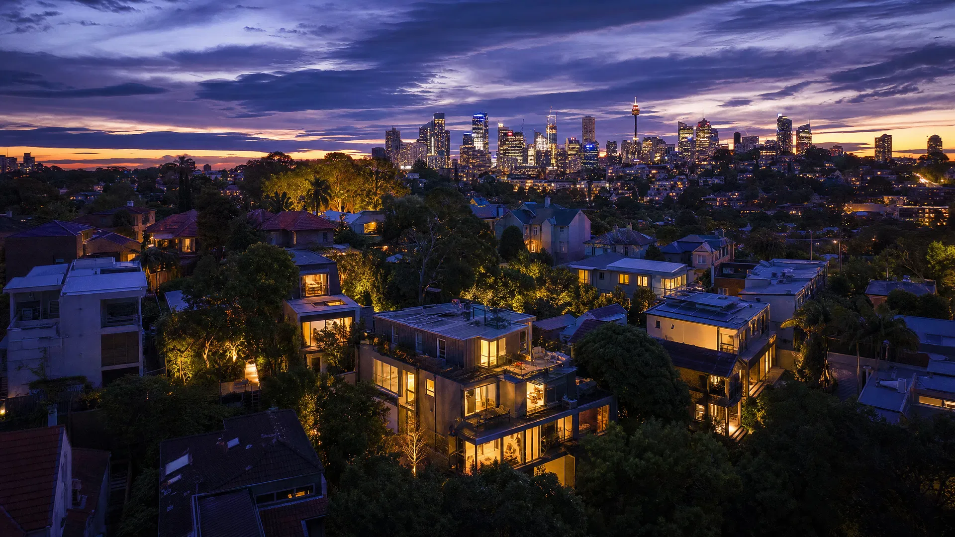 Sydney Inner West at twilight