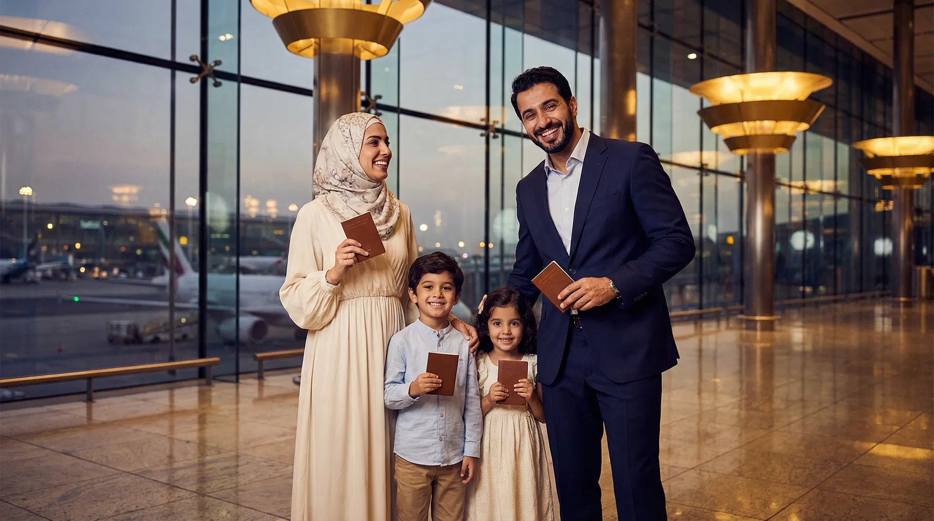 Family with passports