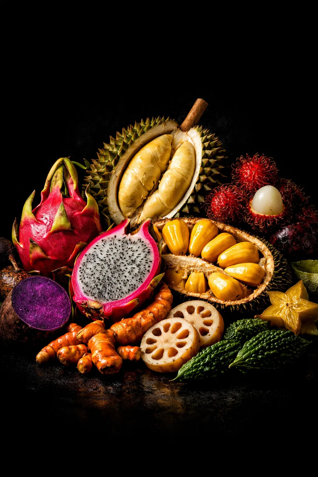 Exotic fruits and vegetables