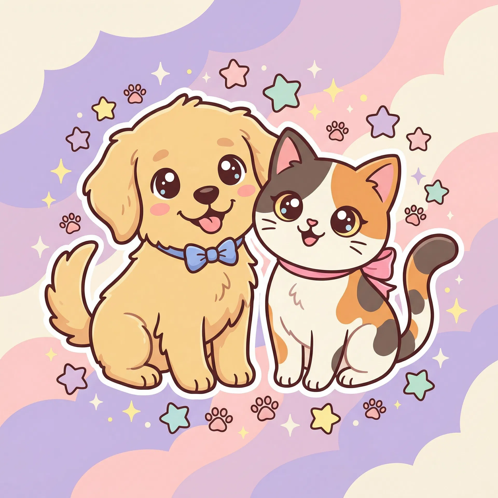 Cute cat and dog