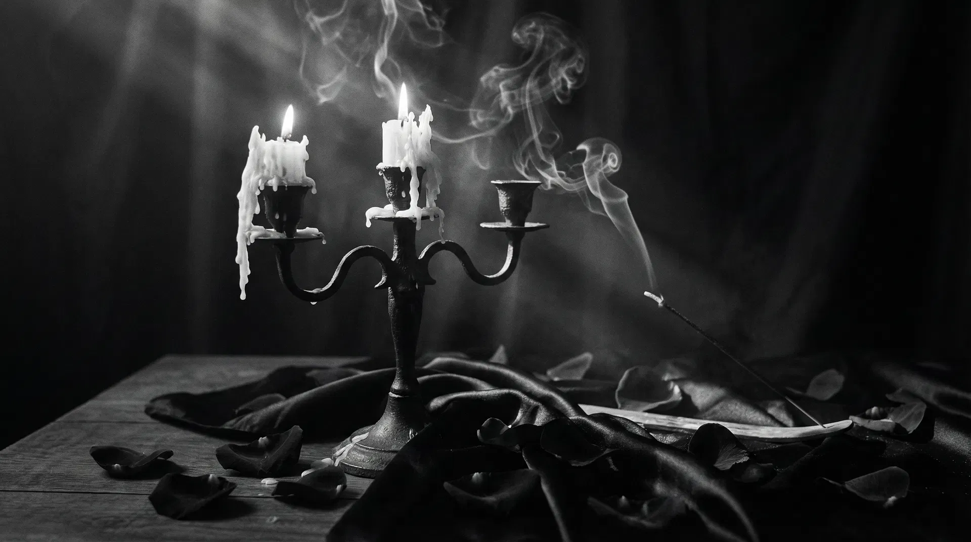 Candles and incense — tantric atmosphere