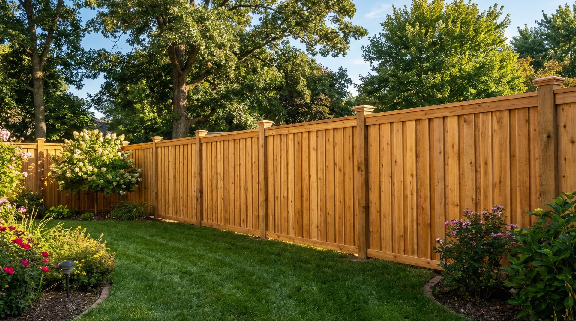 Privacy wood fence installation