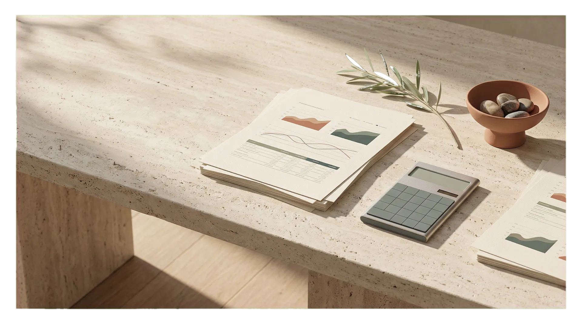 Scrivania luminosa con documenti e calcolatrice, usata come immagine hero editoriale