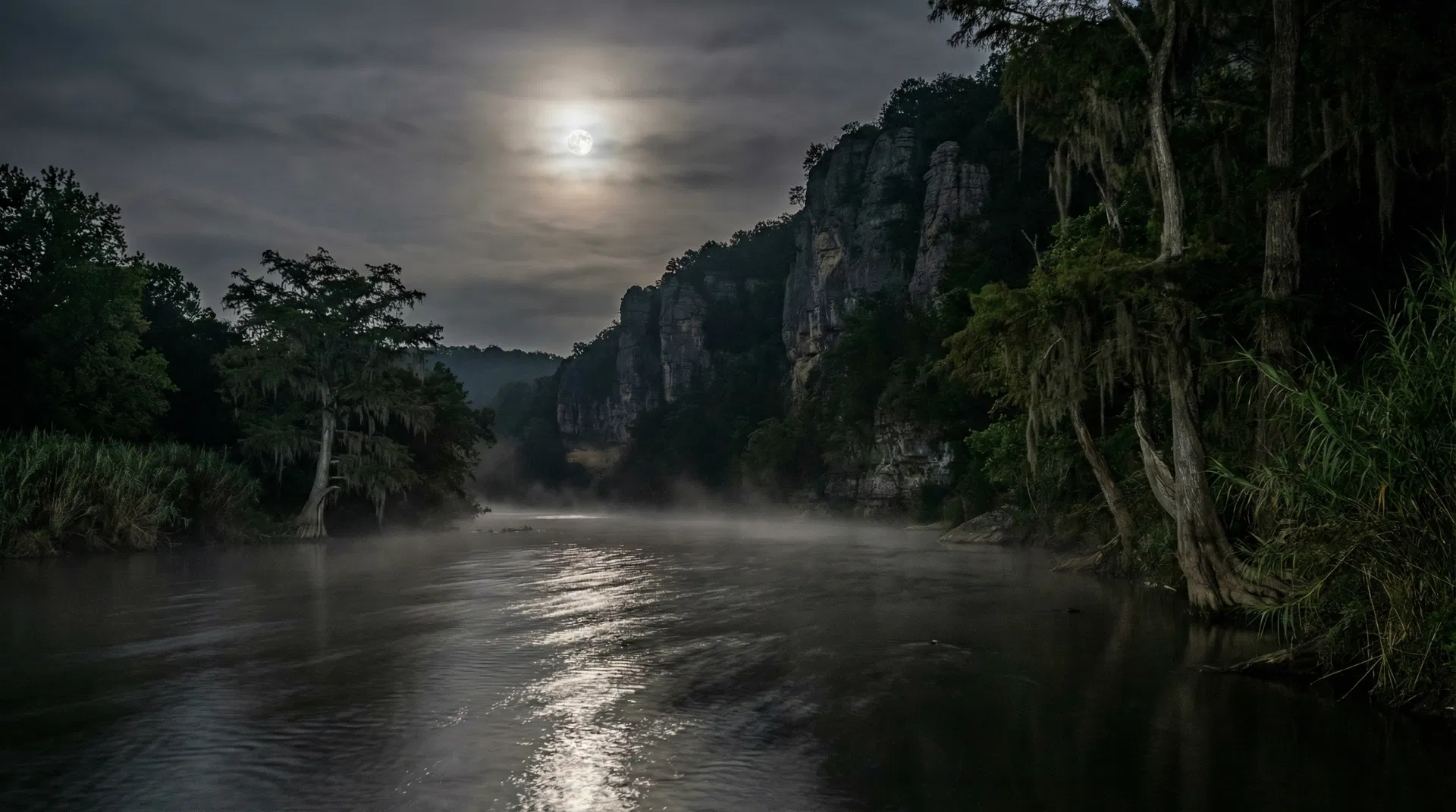 The White River at night, Calico Rock Arkansas