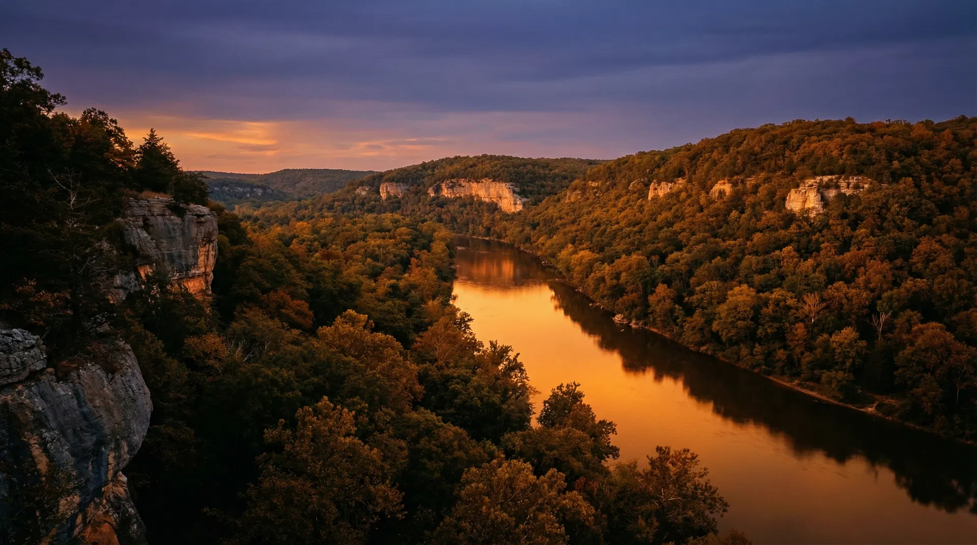 Ozark bluffs at sunset