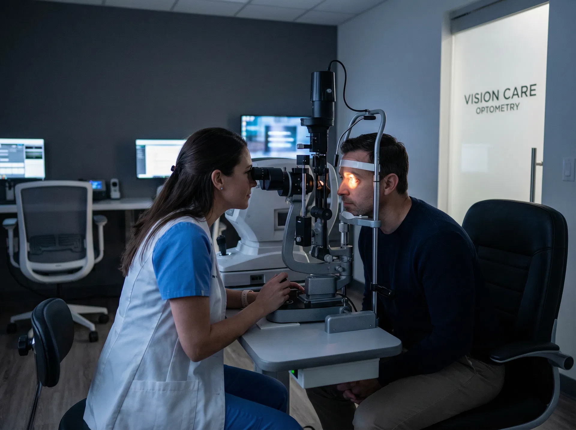 Examen visual completo con biomicroscopio