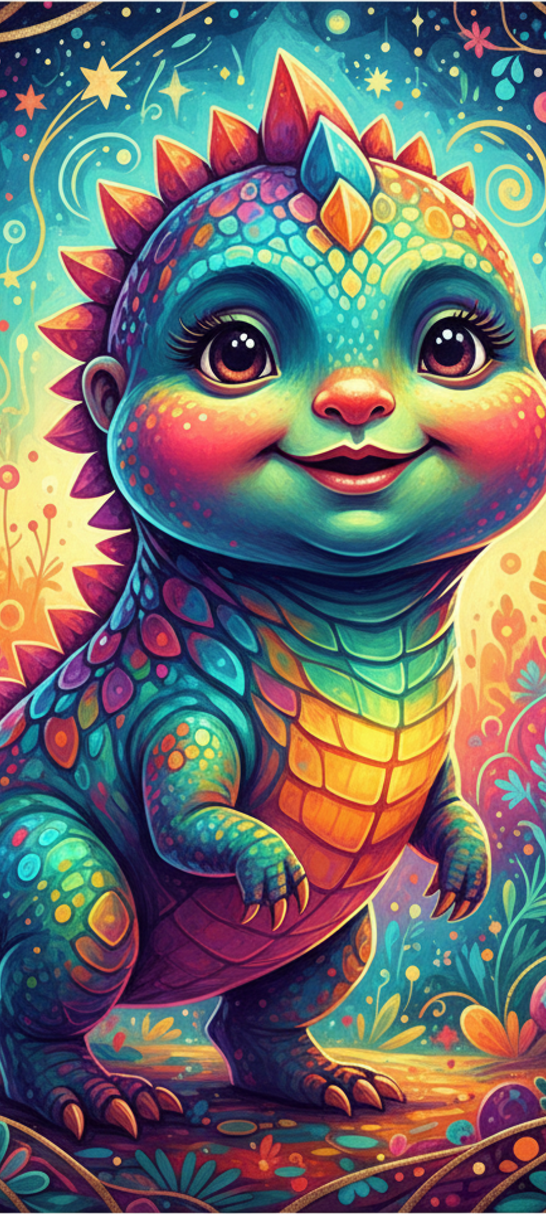 dinosaur with baby face
