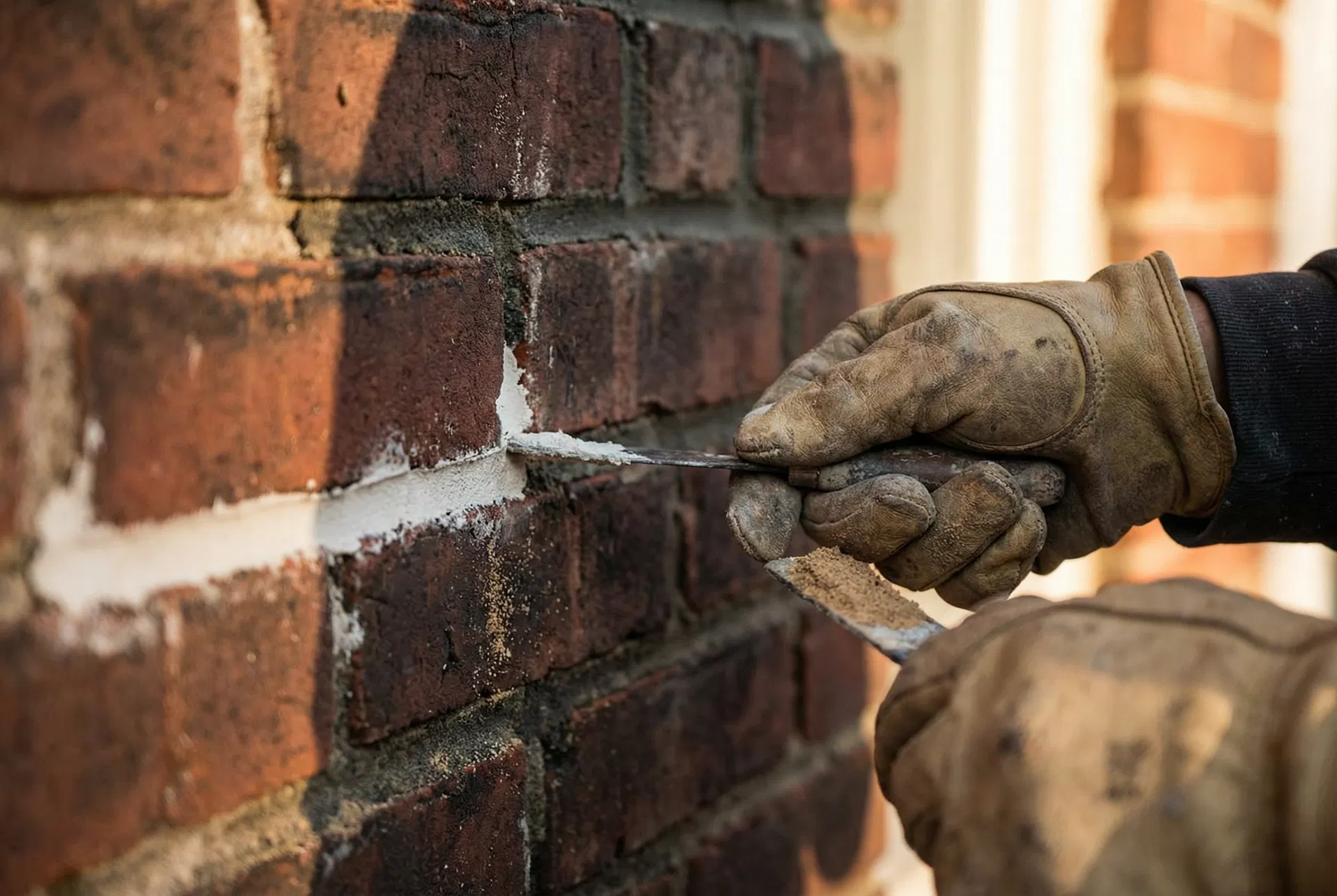 Historic brick tuckpointing restoration