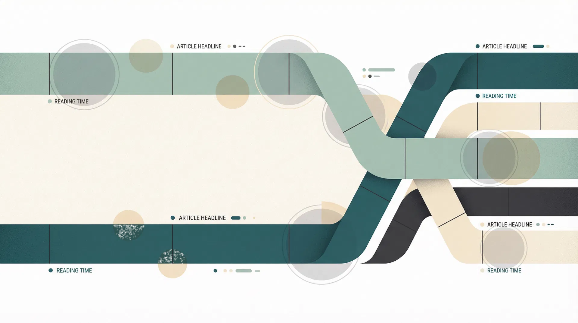 Estrutura editorial em faixas geométricas