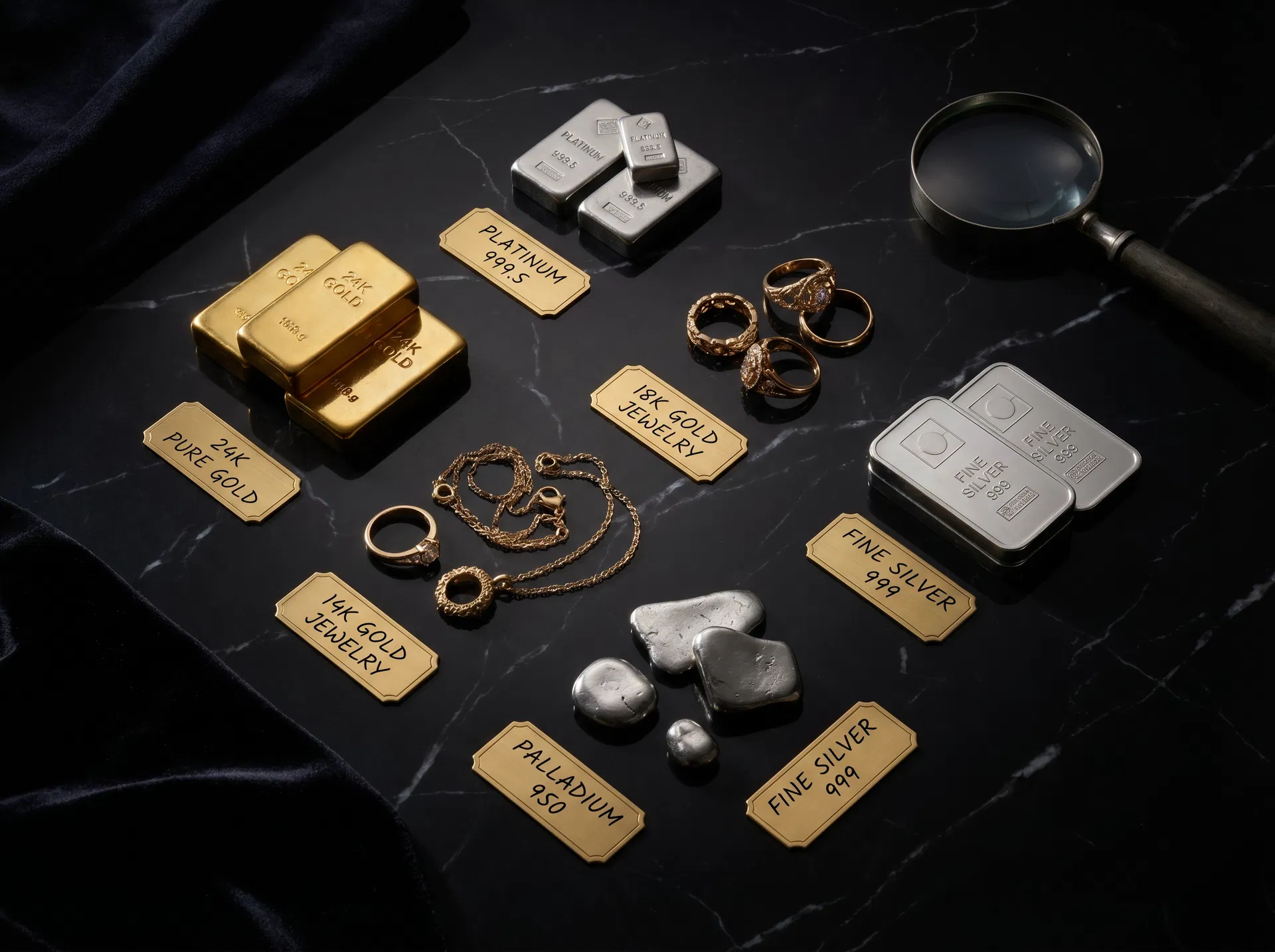 各類貴金屬回收品種展示