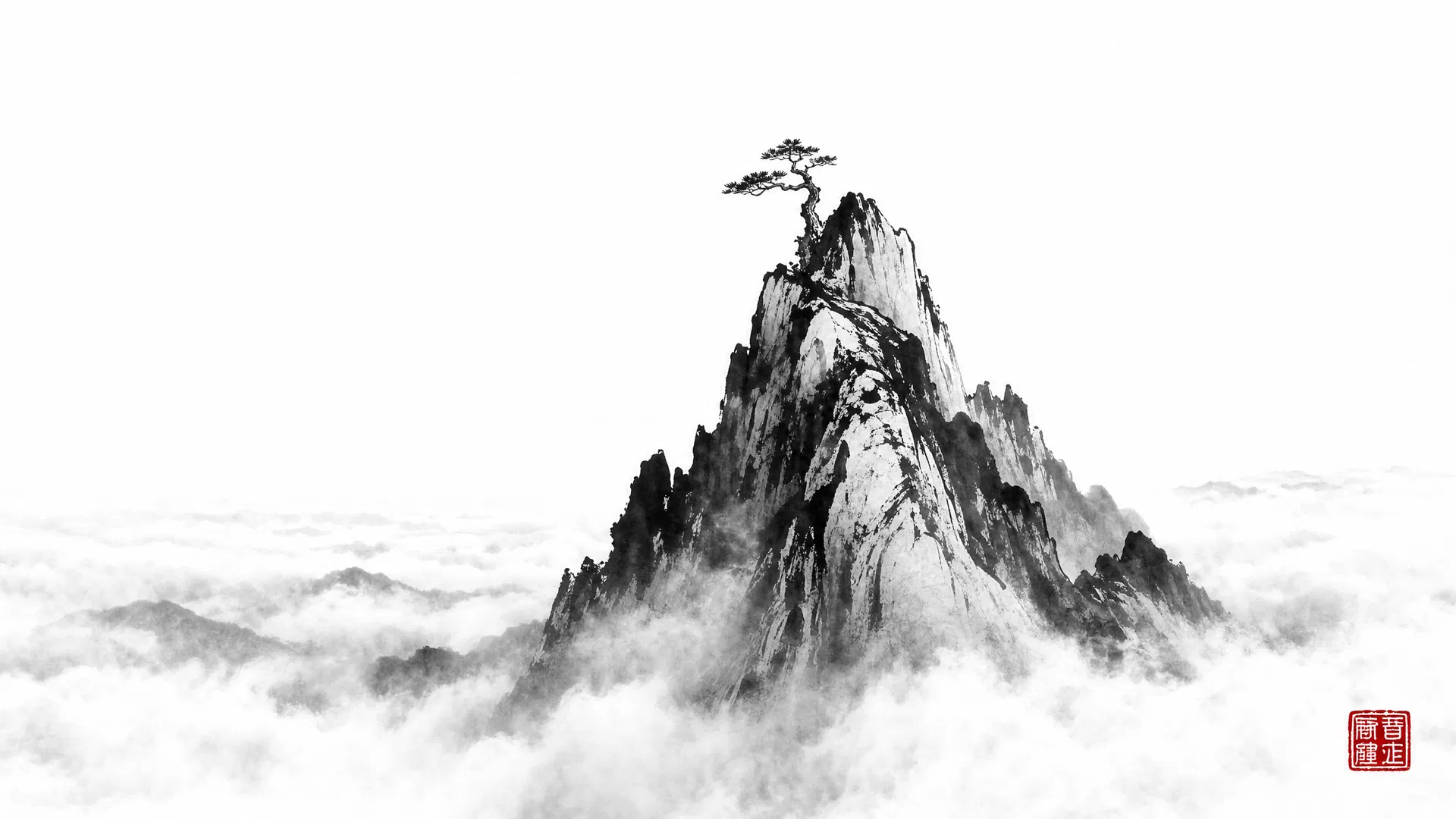 Mountain summit in clarity