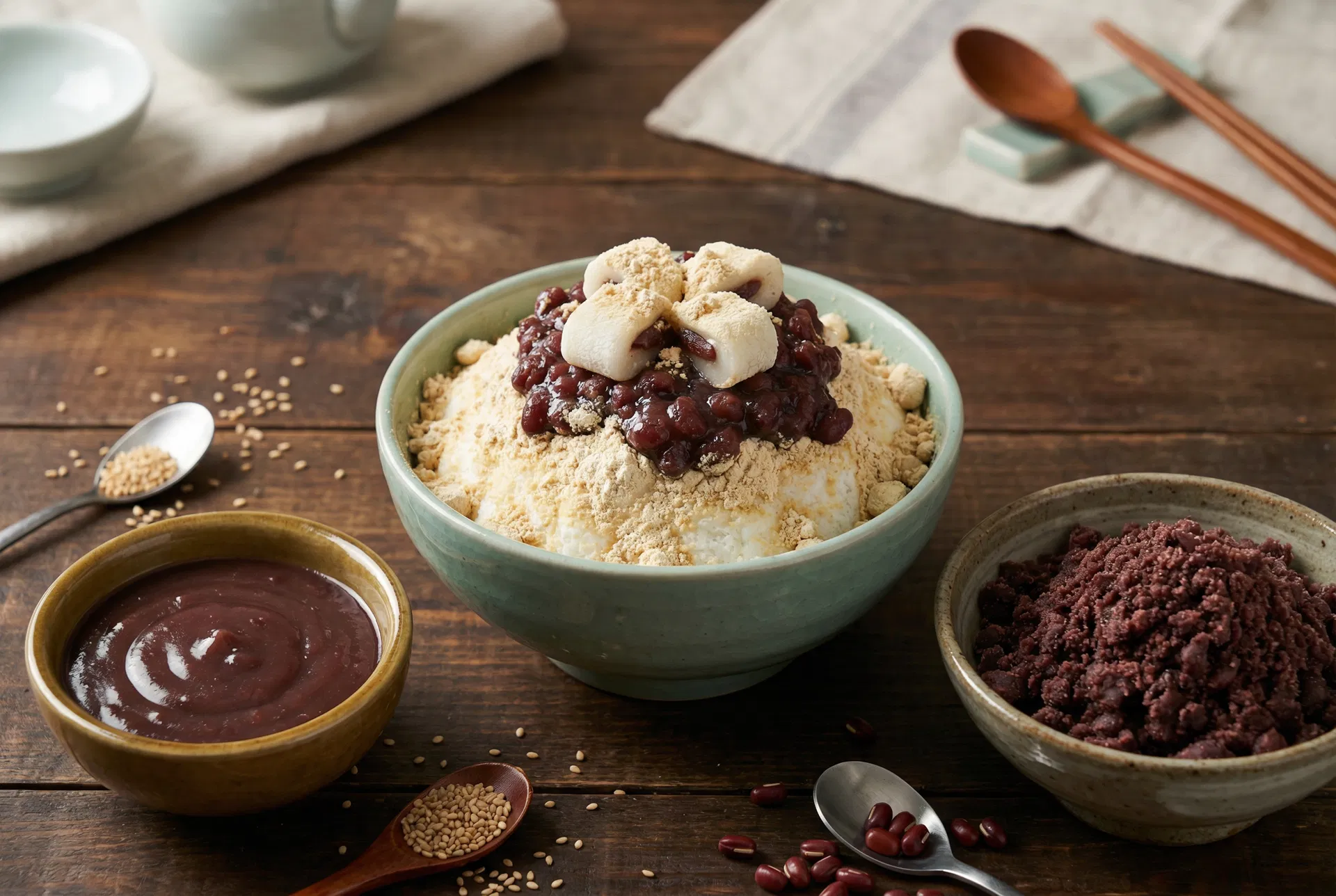 인절미콩가루 빙수, 팥앙금, 팥고물