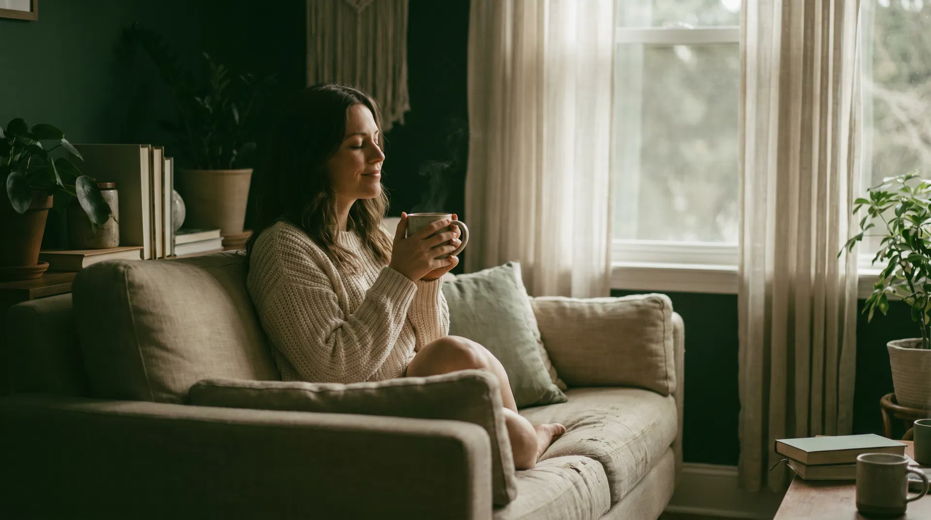 Woman feeling calm and at peace