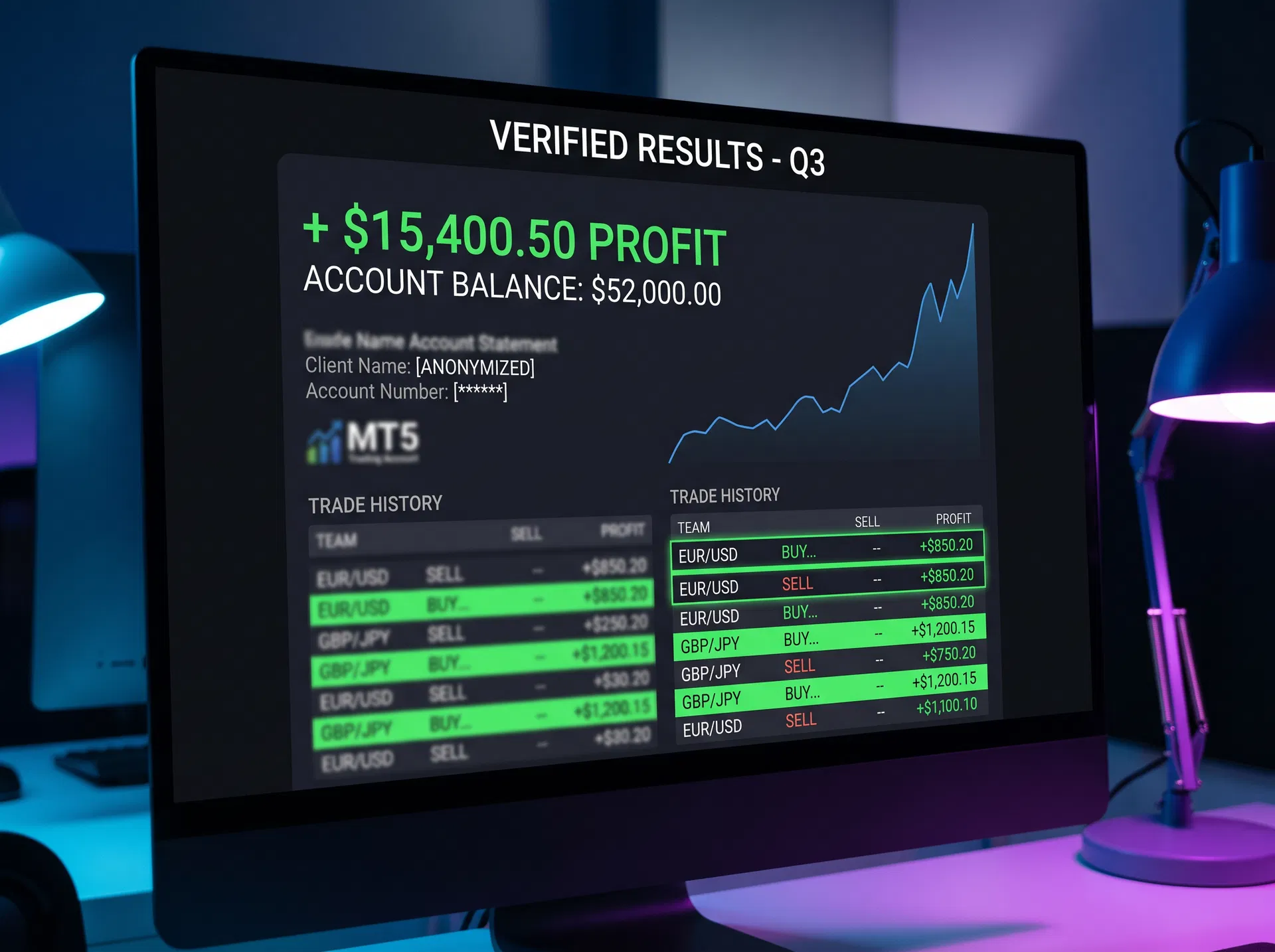 Verified trading results
