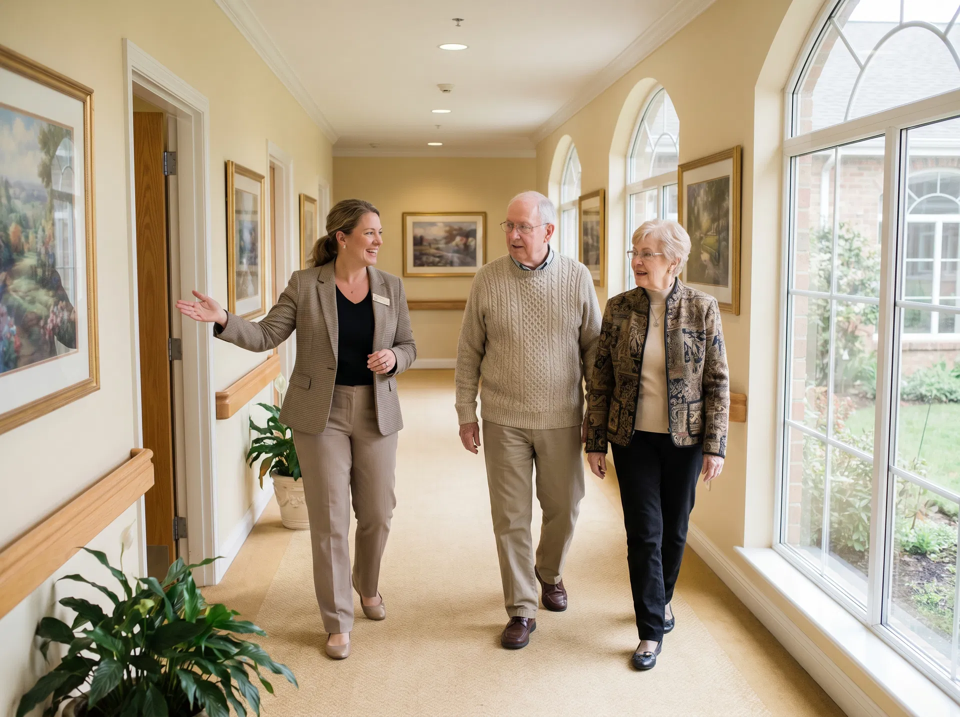 Family touring a facility