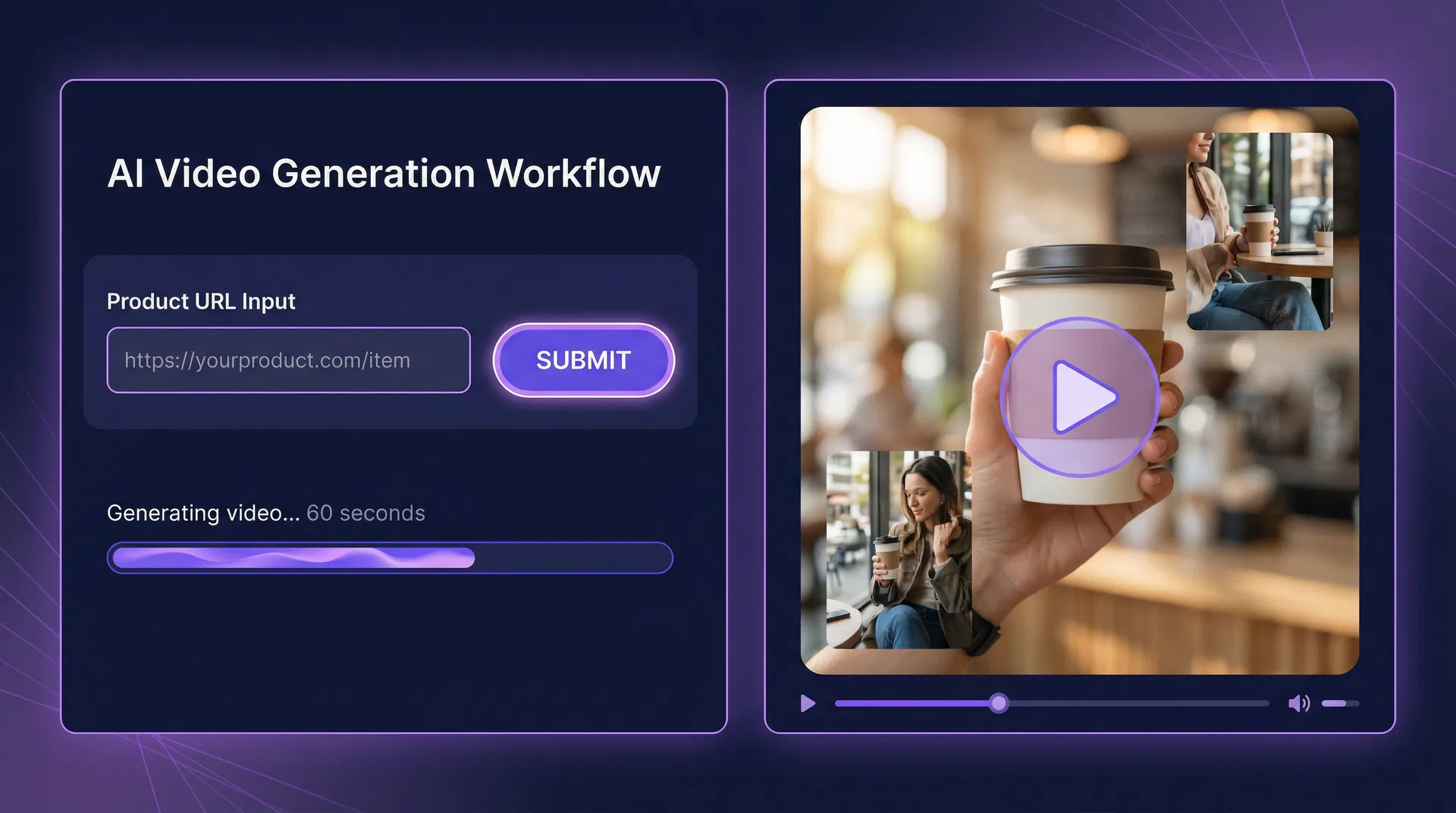 Zendrop AI video generator converting a product URL into a UGC-style viral video in 60 seconds