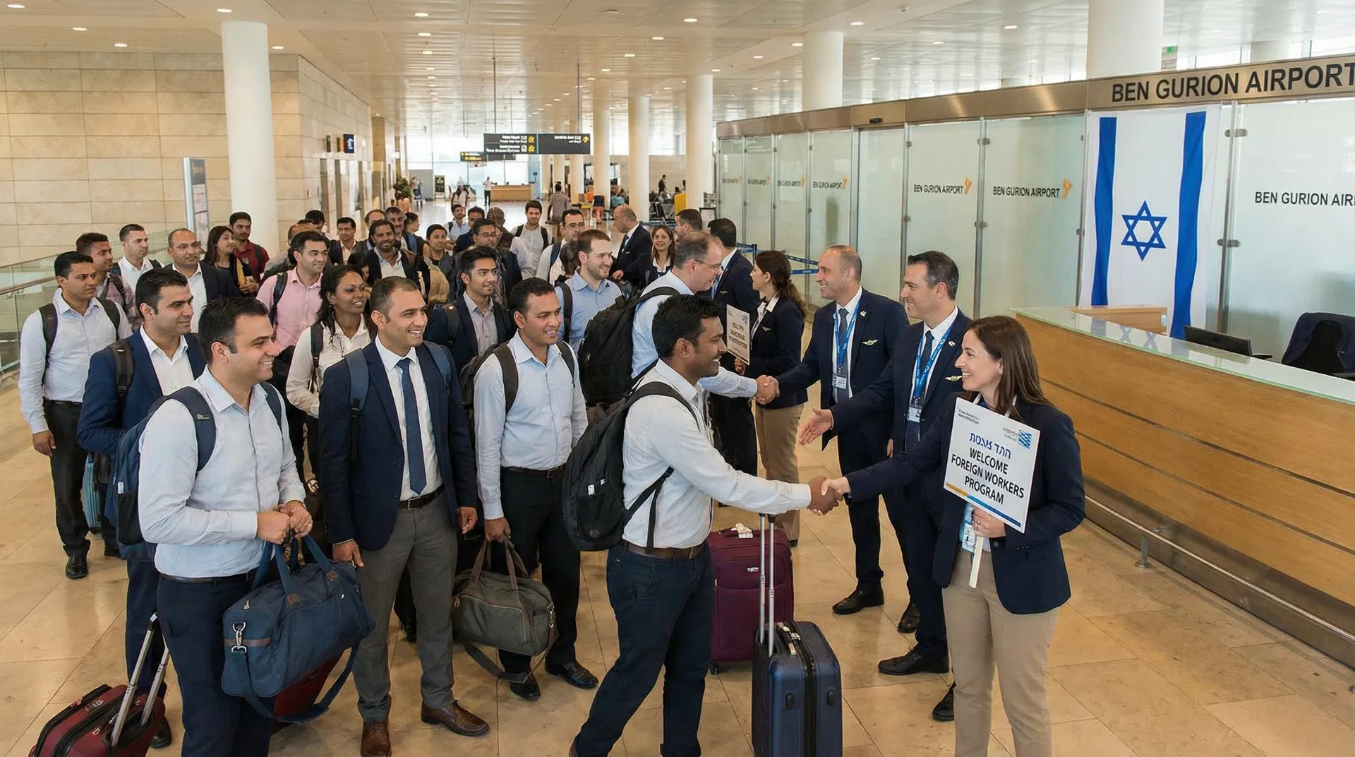 Foreign Workers Arrival at Ben Gurion Airport