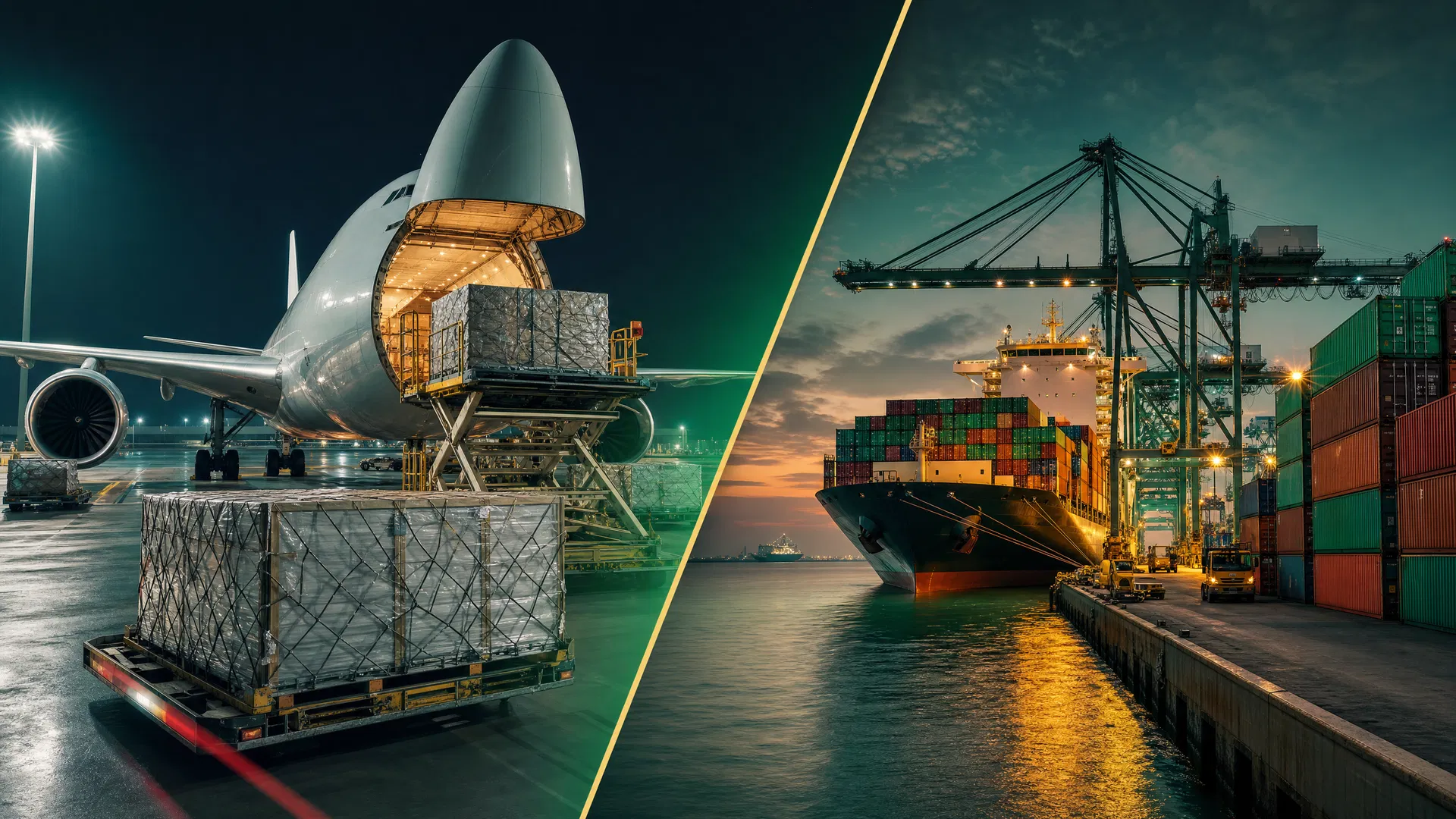 Air cargo and sea cargo service visual