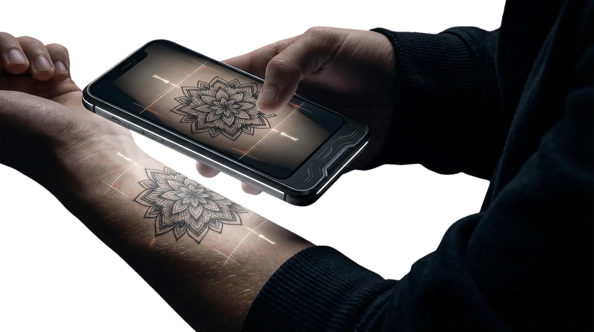 AR tattoo preview demonstration inside the InkAR product experience.