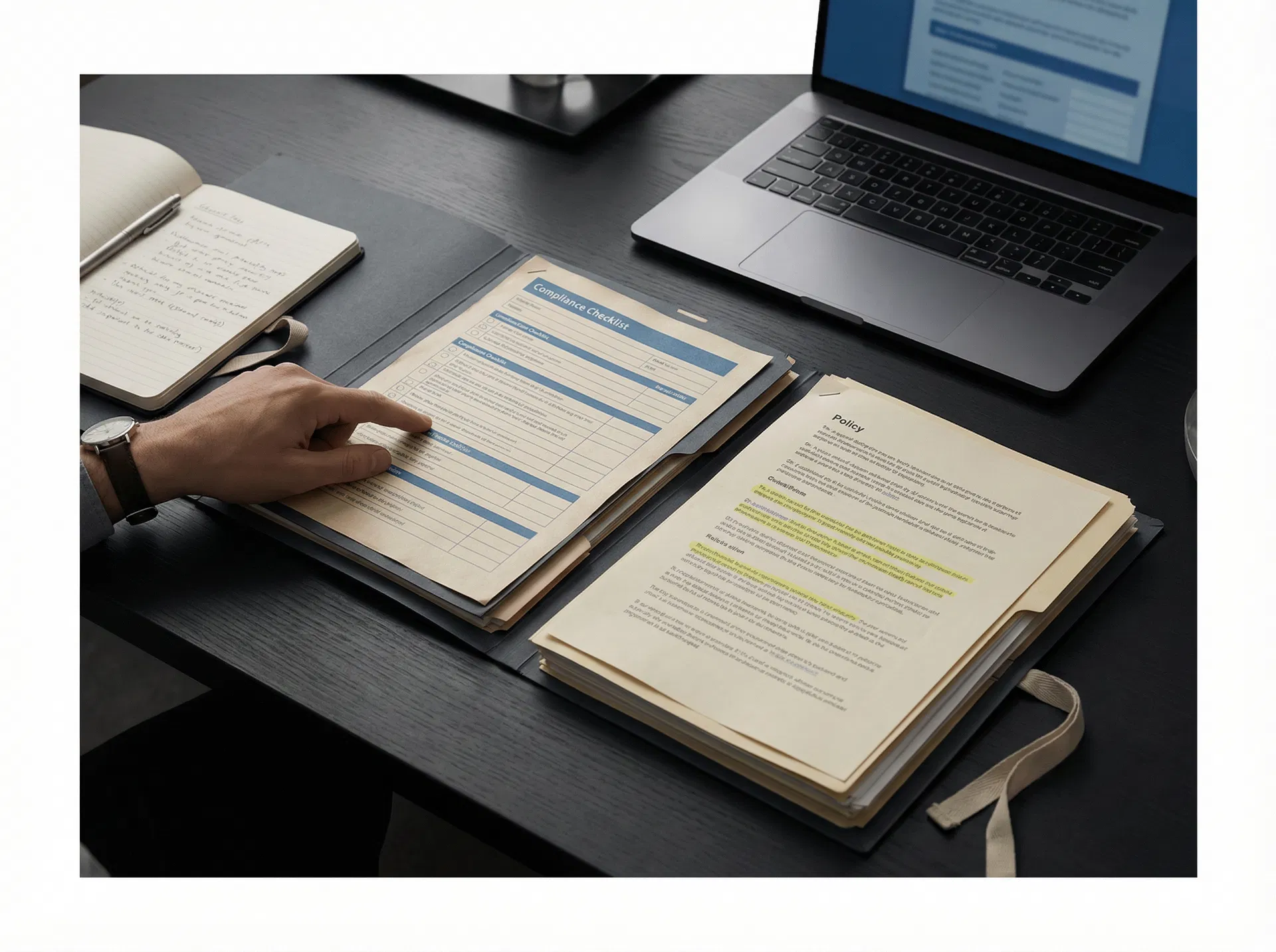 Administrative review documents and compliance checklist materials