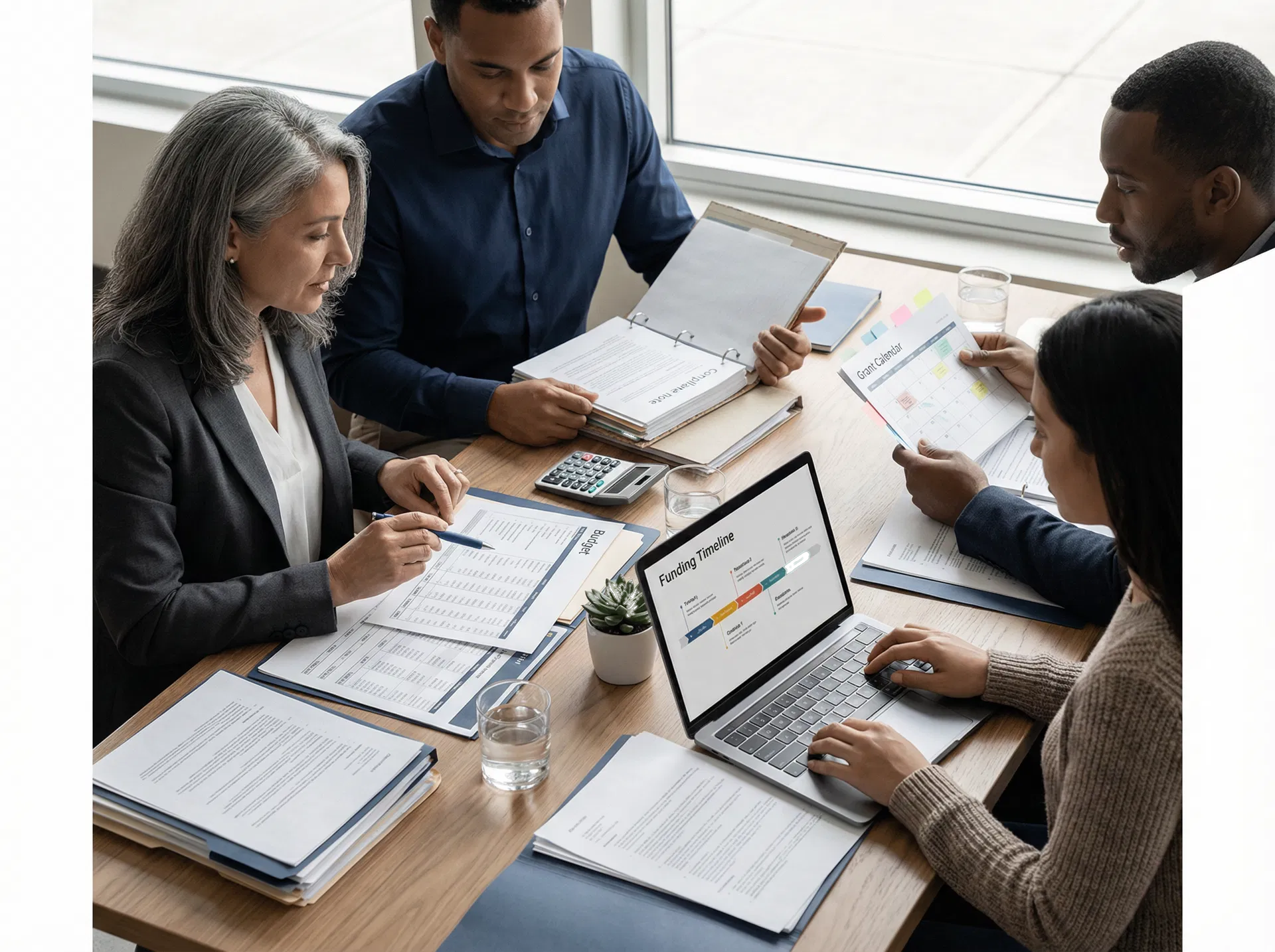 Budget planning documents arranged for grant and compliance review