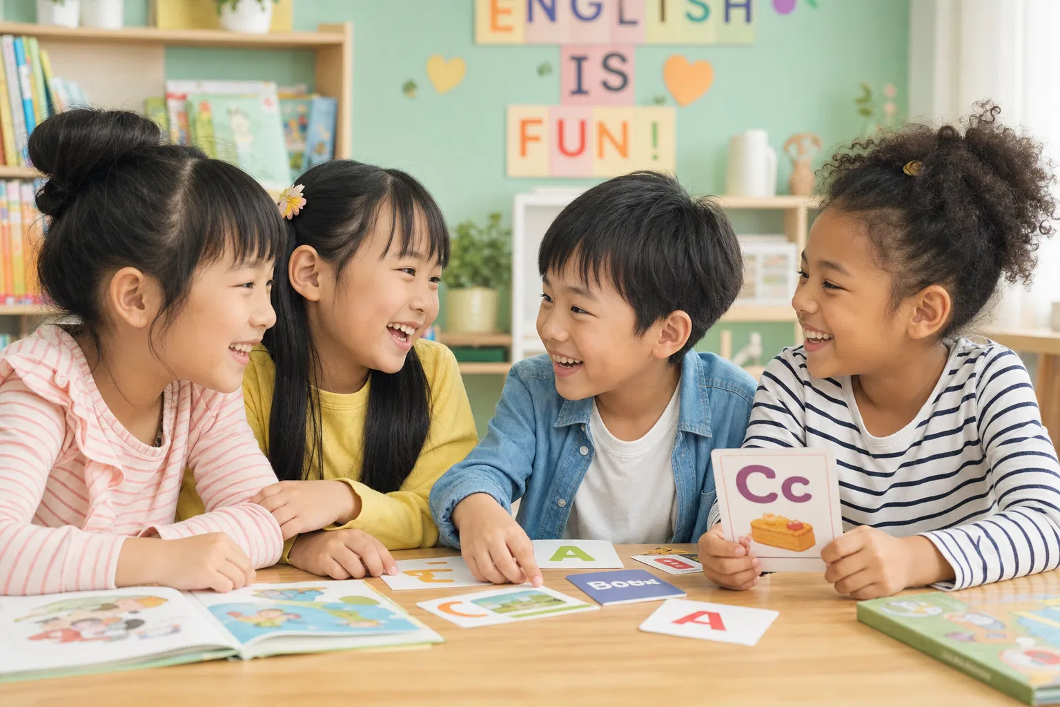 多様な子どもたちが英語を楽しんでいる様子