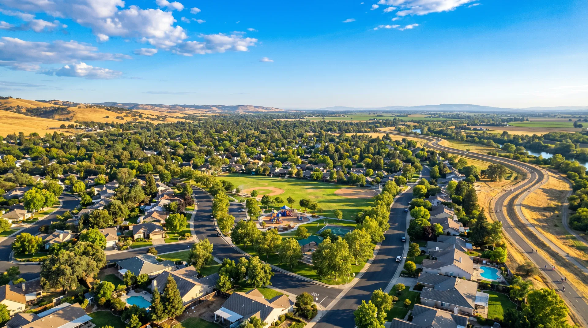 Aerial view of Rancho Cordova neighborhoods