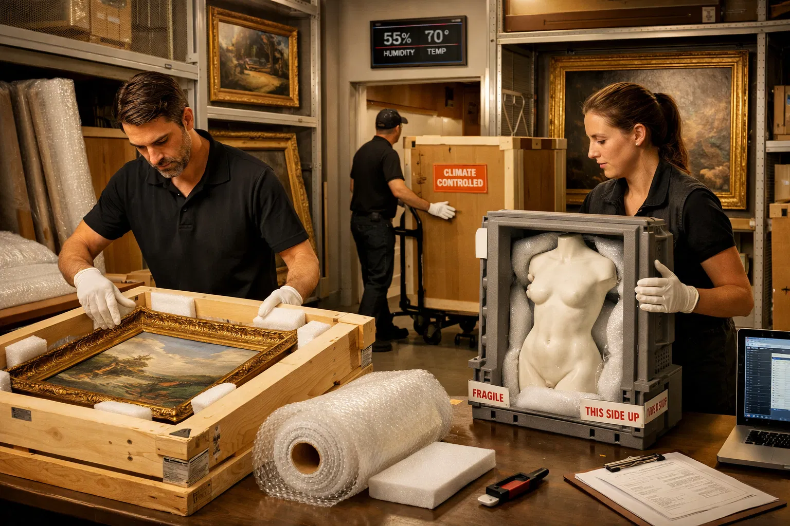 Kunsttransport und Lagerung