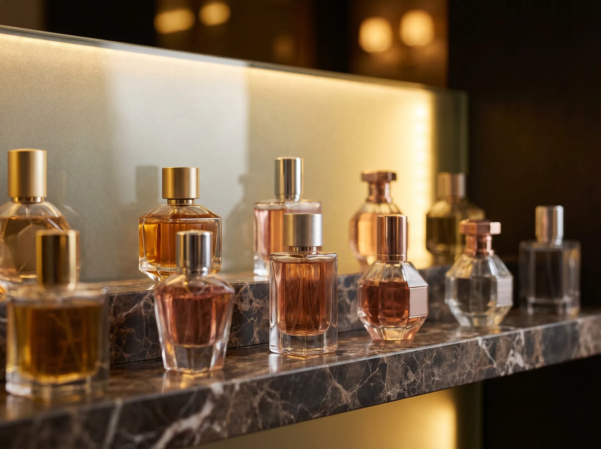 Luxury perfume collection display