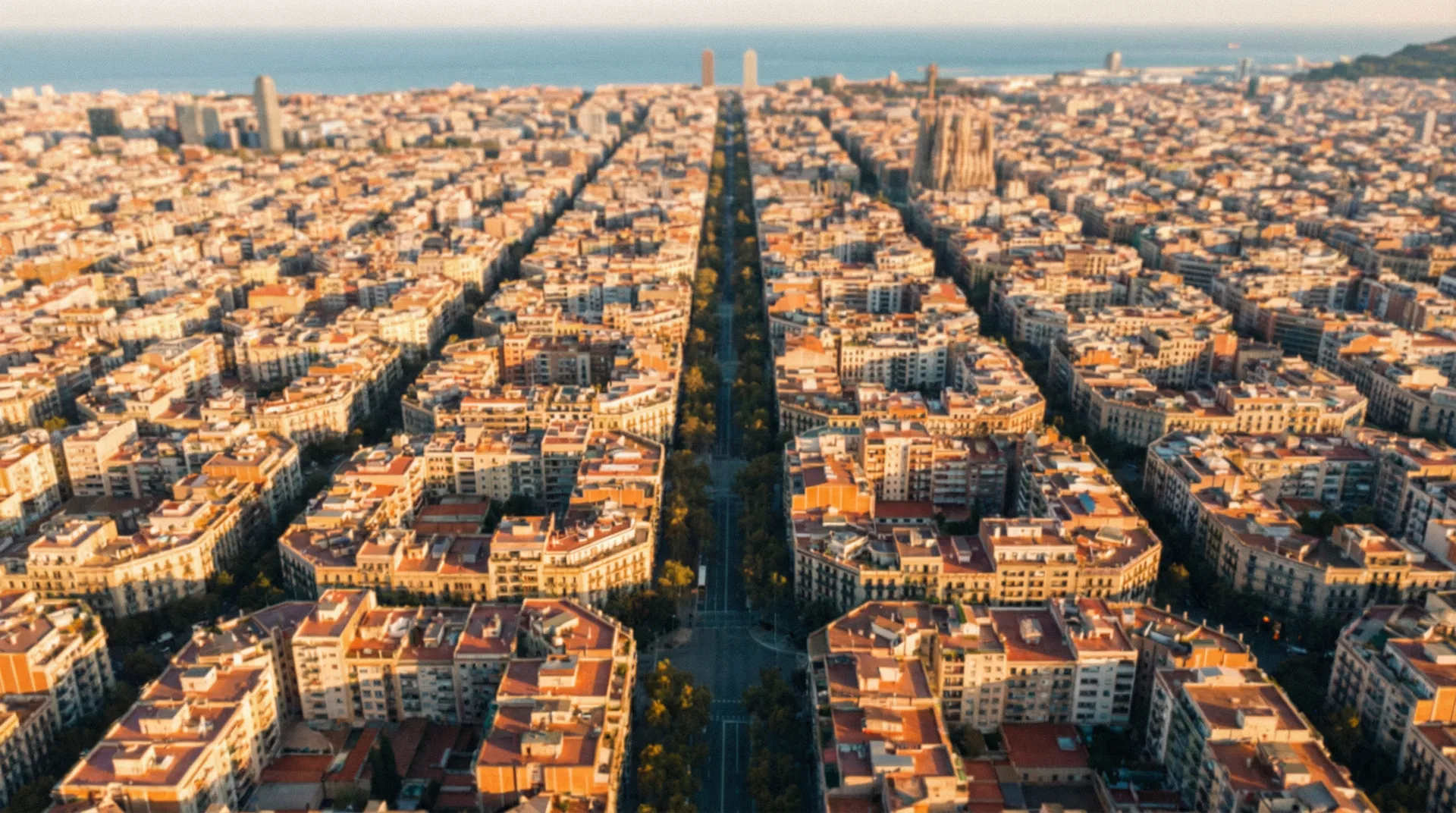 Vista aérea de Barcelona al atardecer - Sección de contacto de Gabriel Arango desarrollo web