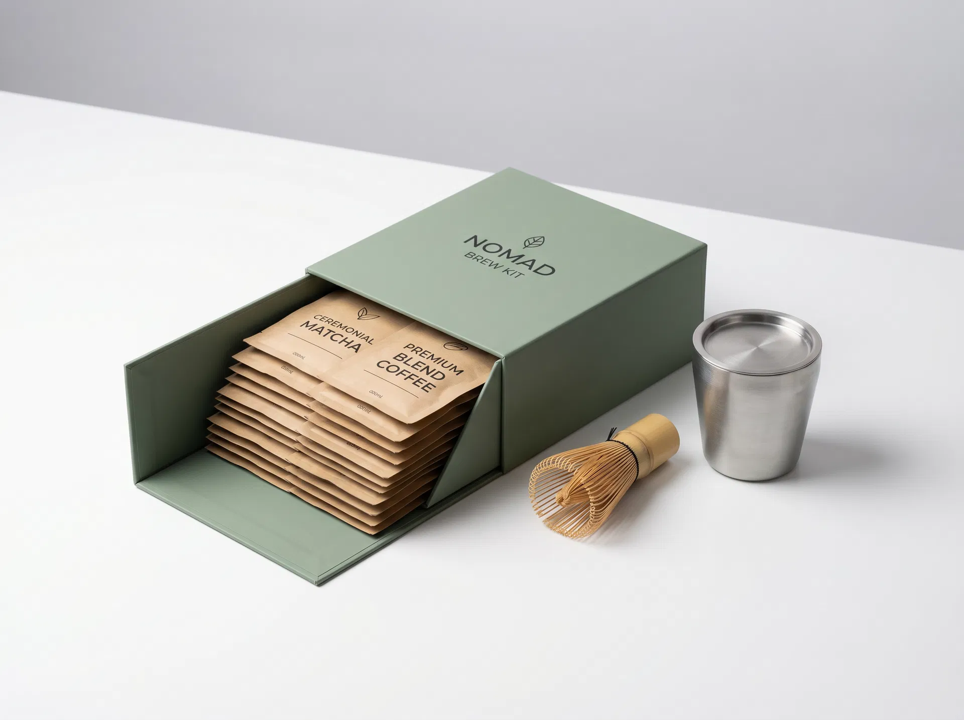 Portable matcha and coffee brew kit concept
