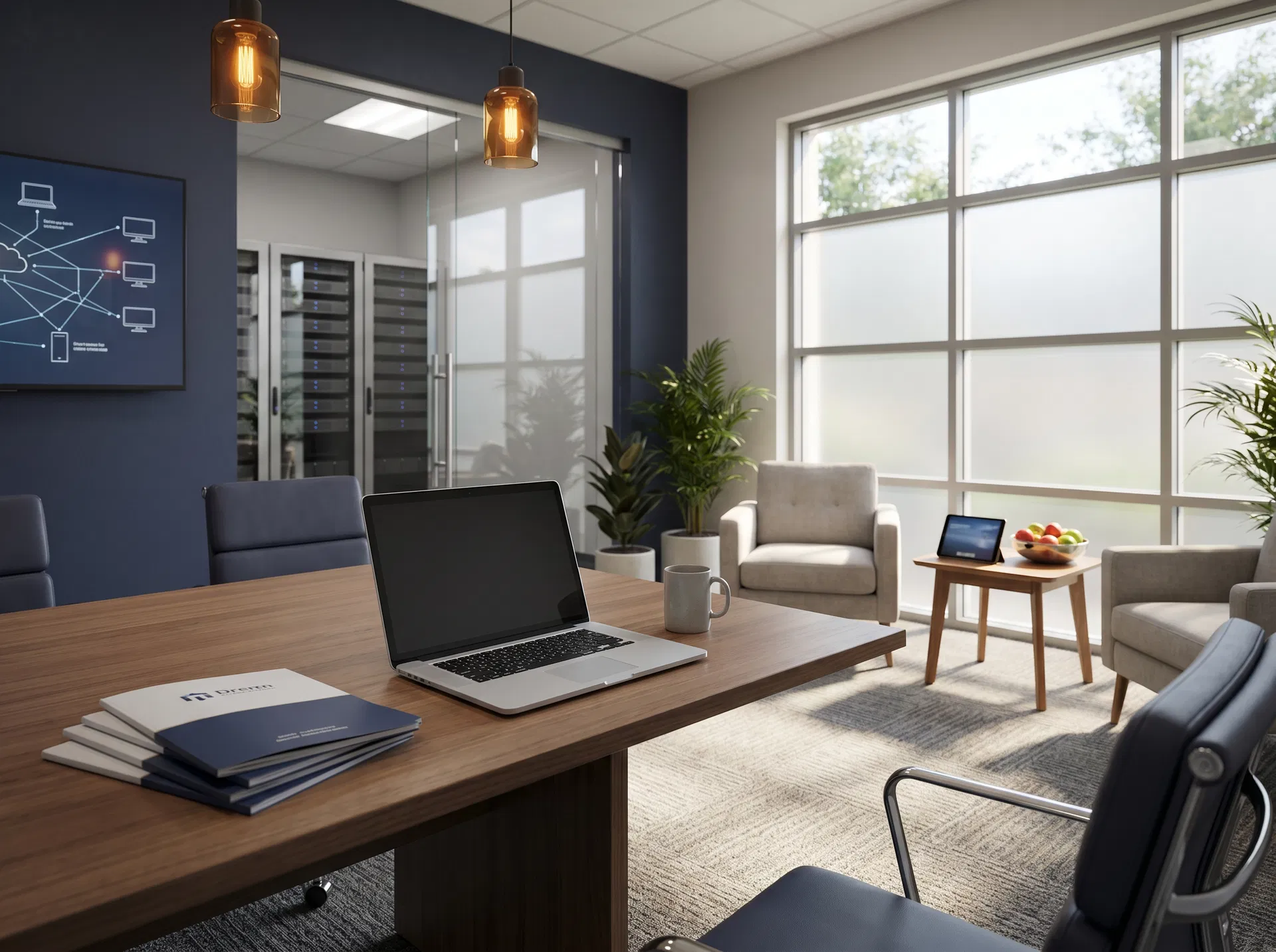 Professional office meeting and technology environment representing direct business communication and IT support coordination.