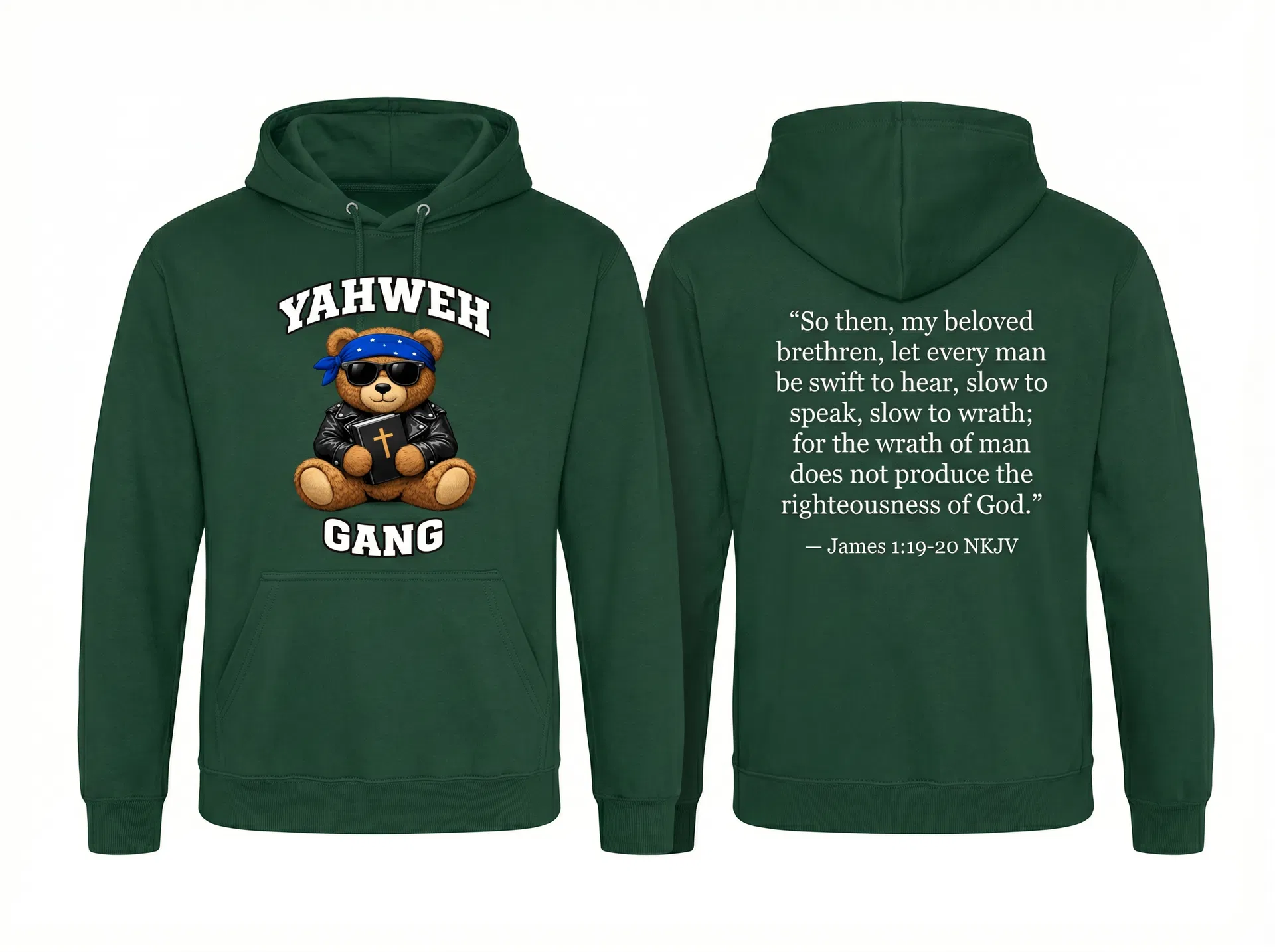 Forest Green Hoodie — James 1:19-20