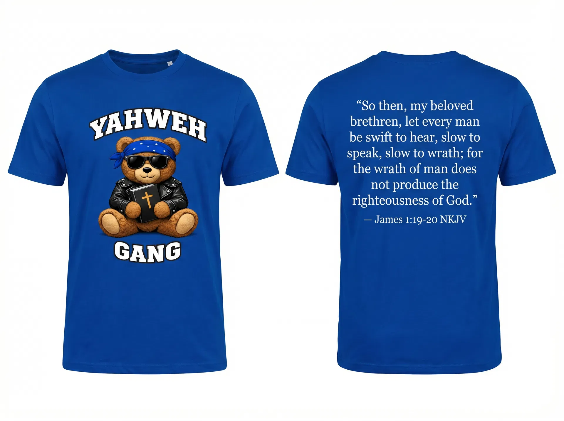 Royal Blue Tee — James 1:19-20
