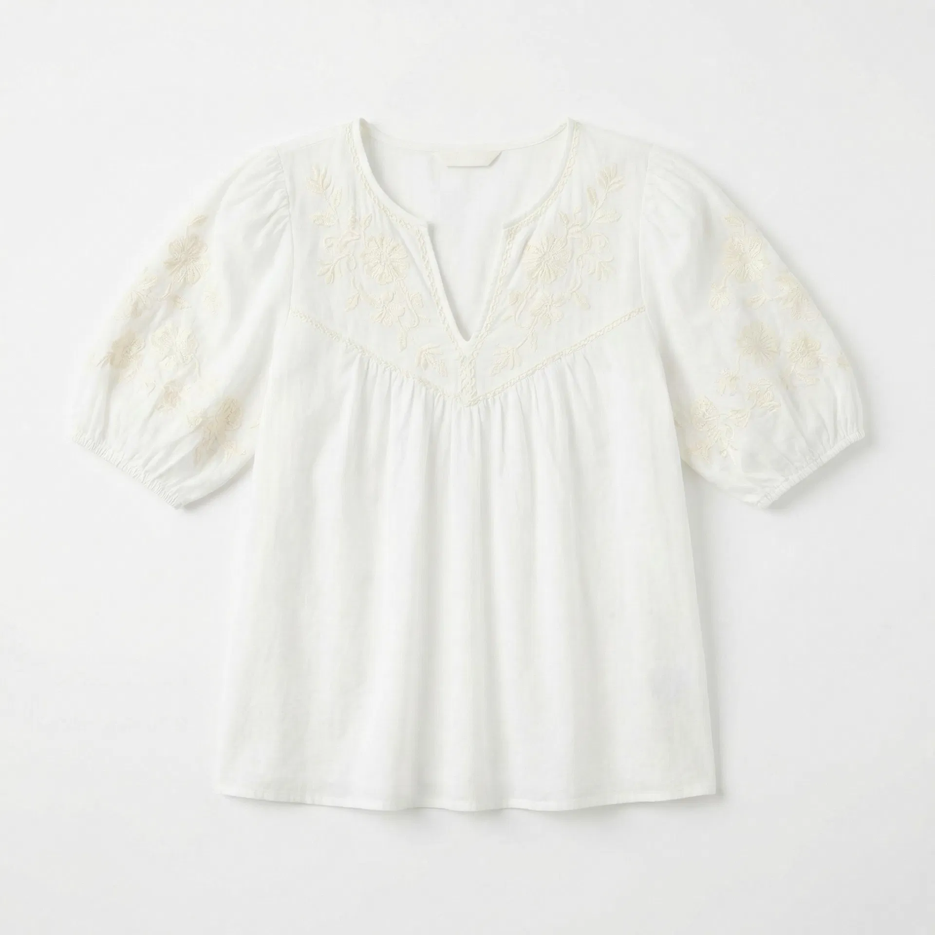 Embroidered Peasant Top